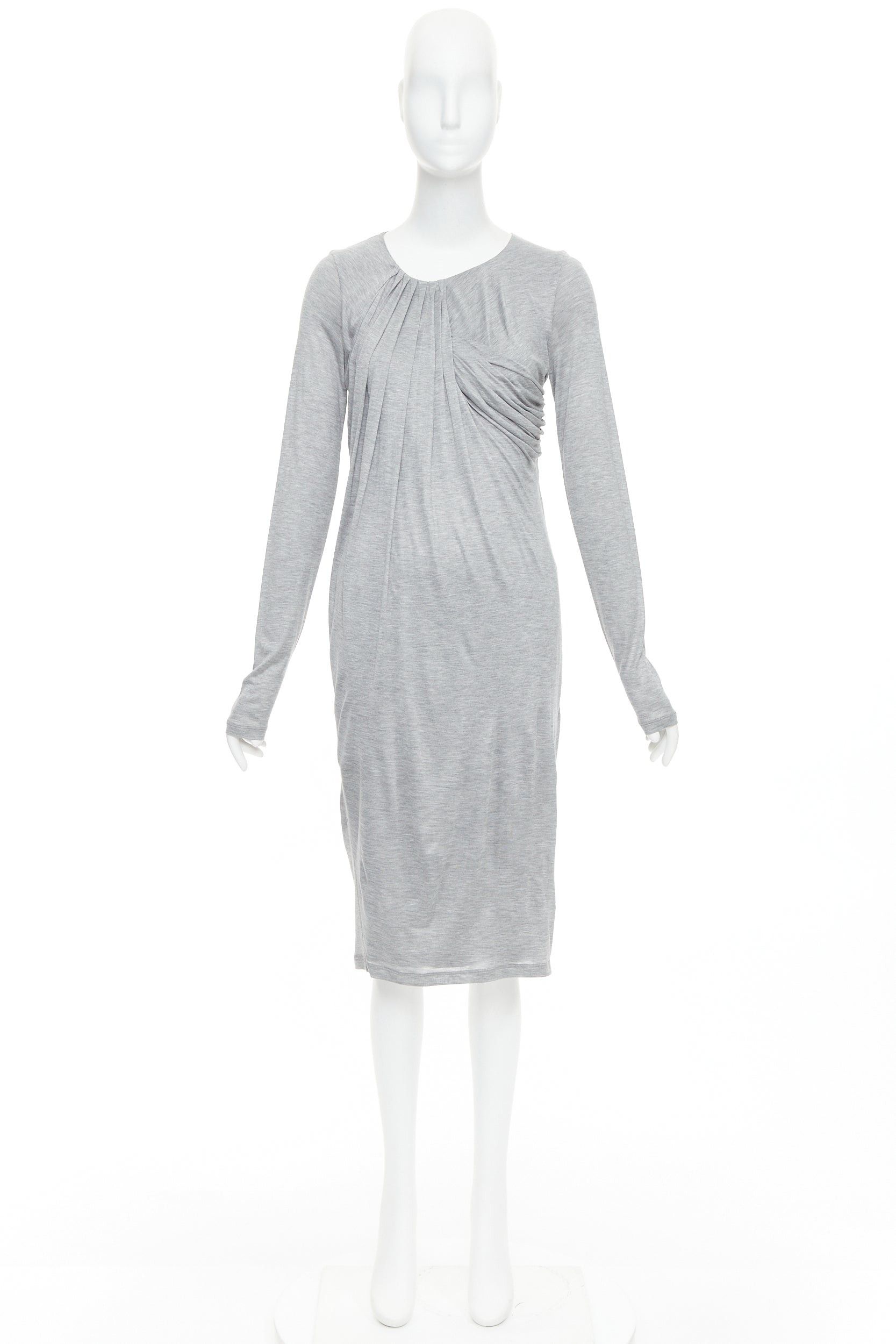 Fendi FENDI Vintage light grey draped jersey round neck midi dress IT40 S Size S / US 4 / IT 40 - 9 Thumbnail