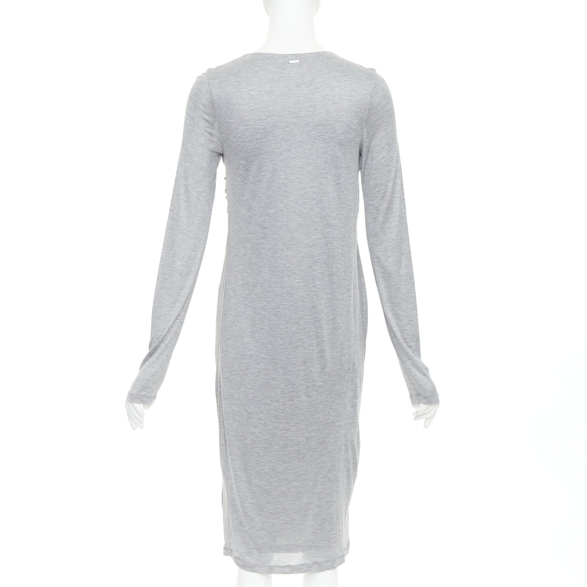Fendi FENDI Vintage light grey draped jersey round neck midi dress IT40 S Size S / US 4 / IT 40 - 5 Thumbnail