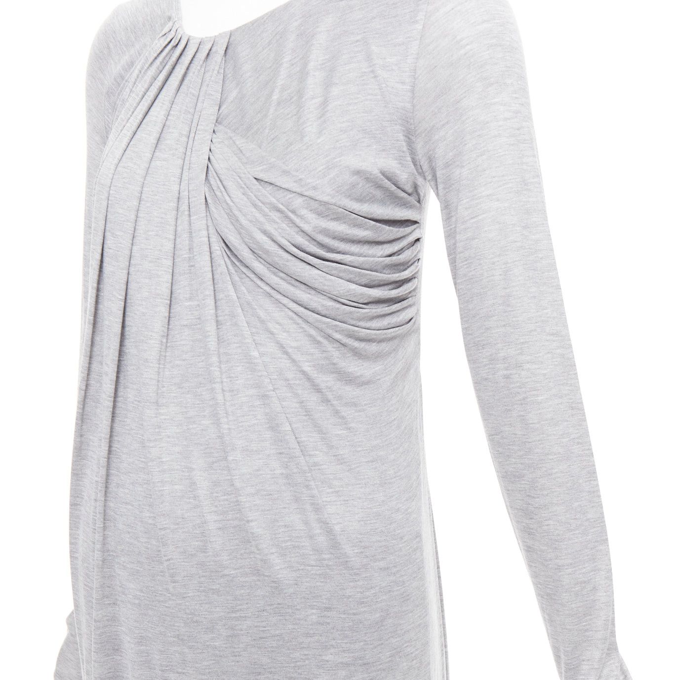 Fendi FENDI Vintage light grey draped jersey round neck midi dress IT40 S Size S / US 4 / IT 40 - 2 Thumbnail