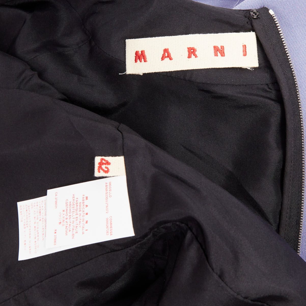 Marni MARNI purple green black colorblocked fit flare long sleeve mini dress IT42 M Size M / US 6-8 / IT 42-44 - 8 Thumbnail
