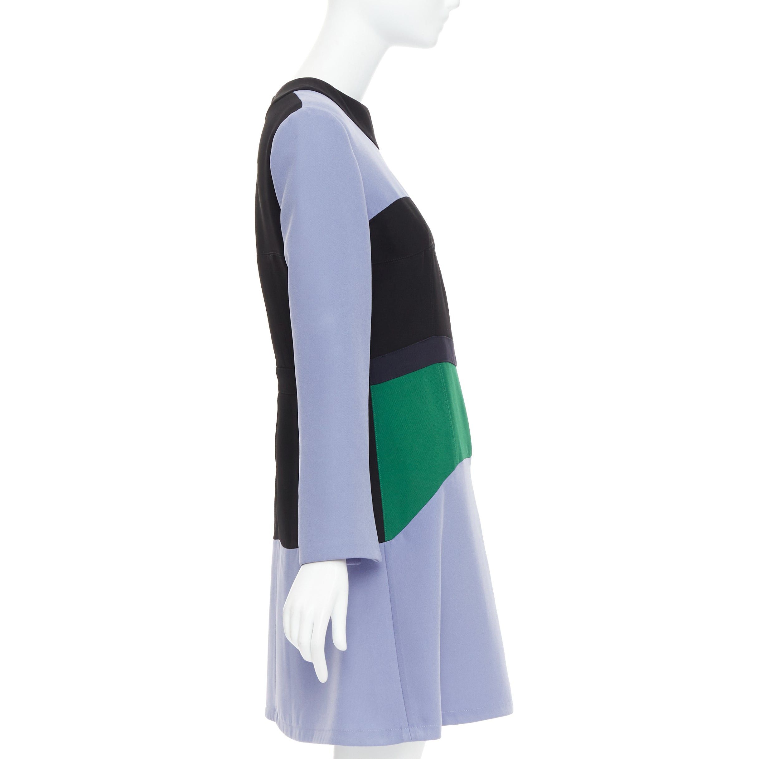 Marni MARNI purple green black colorblocked fit flare long sleeve mini dress IT42 M Size M / US 6-8 / IT 42-44 - 4 Thumbnail
