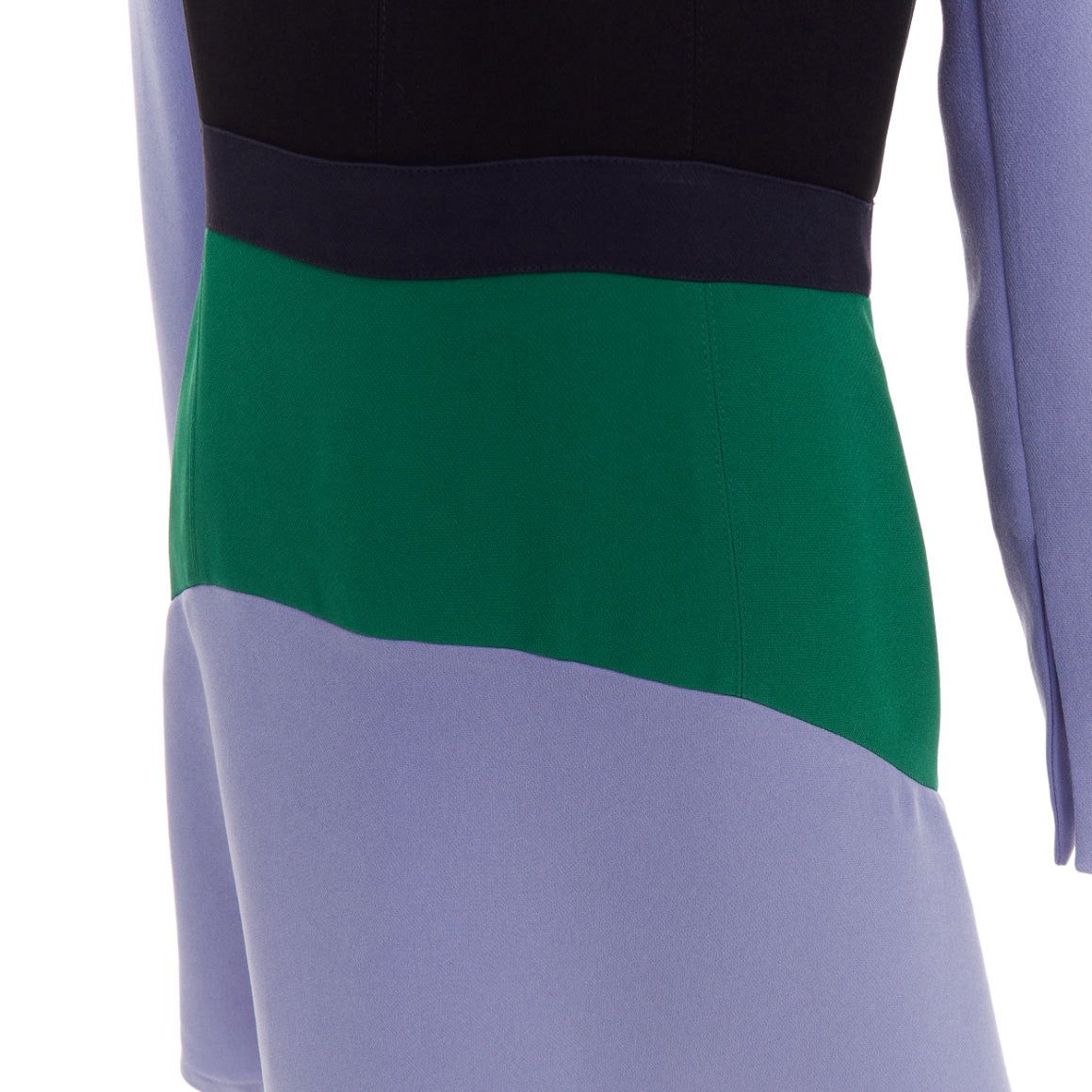 Marni MARNI purple green black colorblocked fit flare long sleeve mini dress IT42 M Size M / US 6-8 / IT 42-44 - 7 Thumbnail
