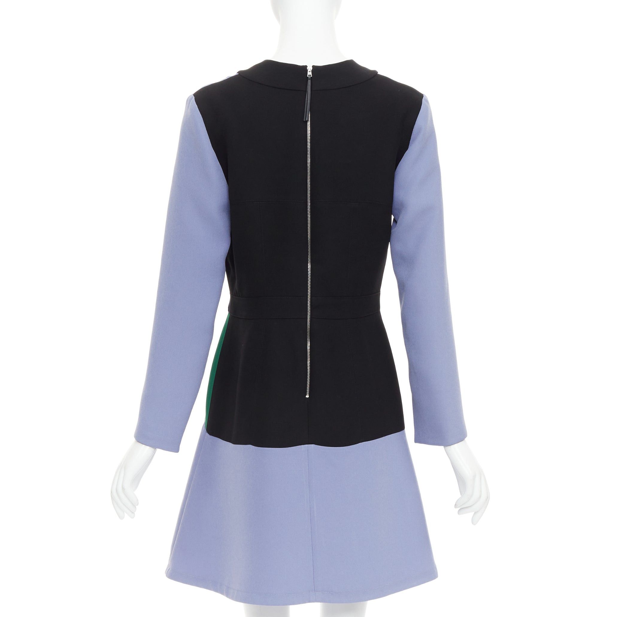 Marni MARNI purple green black colorblocked fit flare long sleeve mini dress IT42 M Size M / US 6-8 / IT 42-44 - 5 Thumbnail