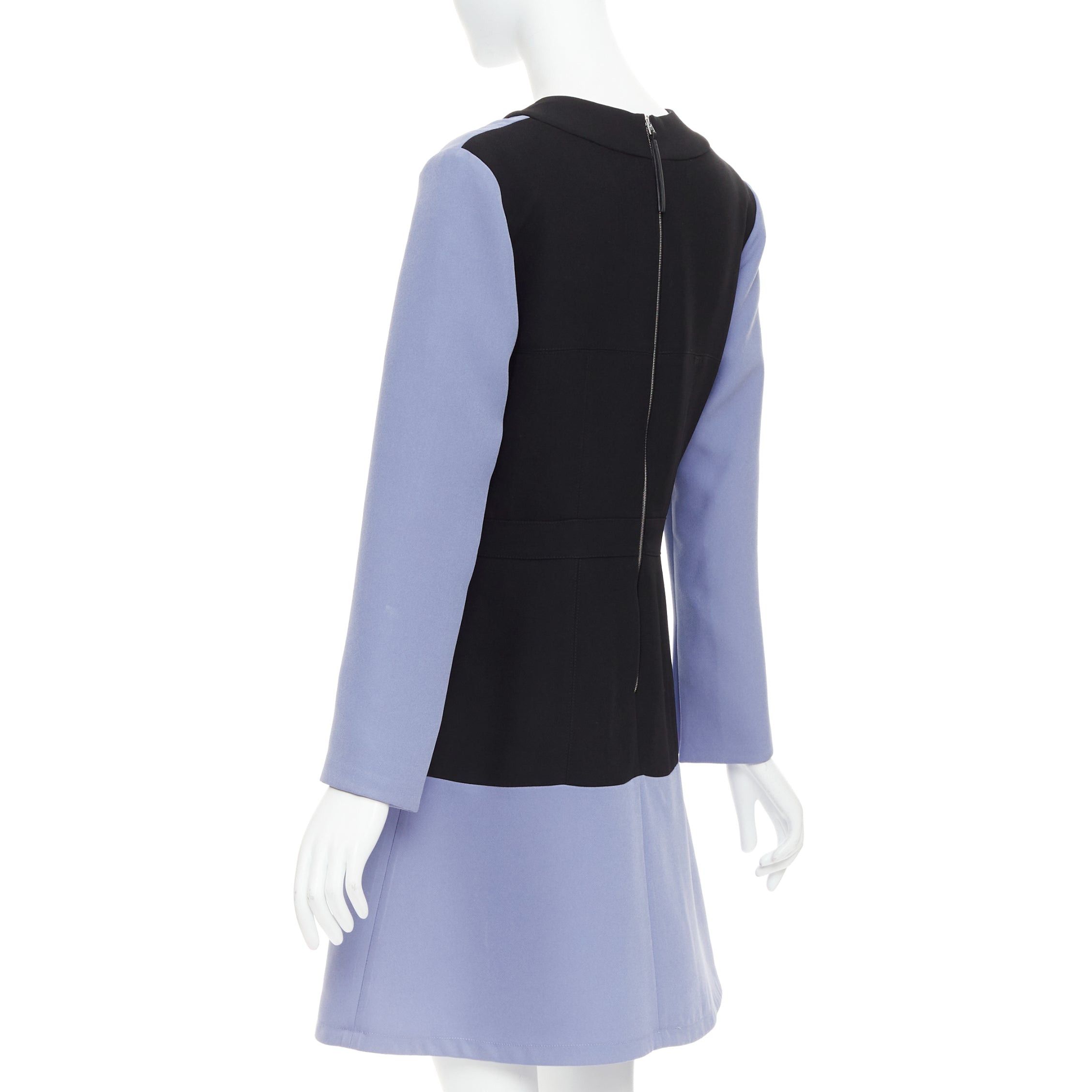 Marni MARNI purple green black colorblocked fit flare long sleeve mini dress IT42 M Size M / US 6-8 / IT 42-44 - 6 Thumbnail