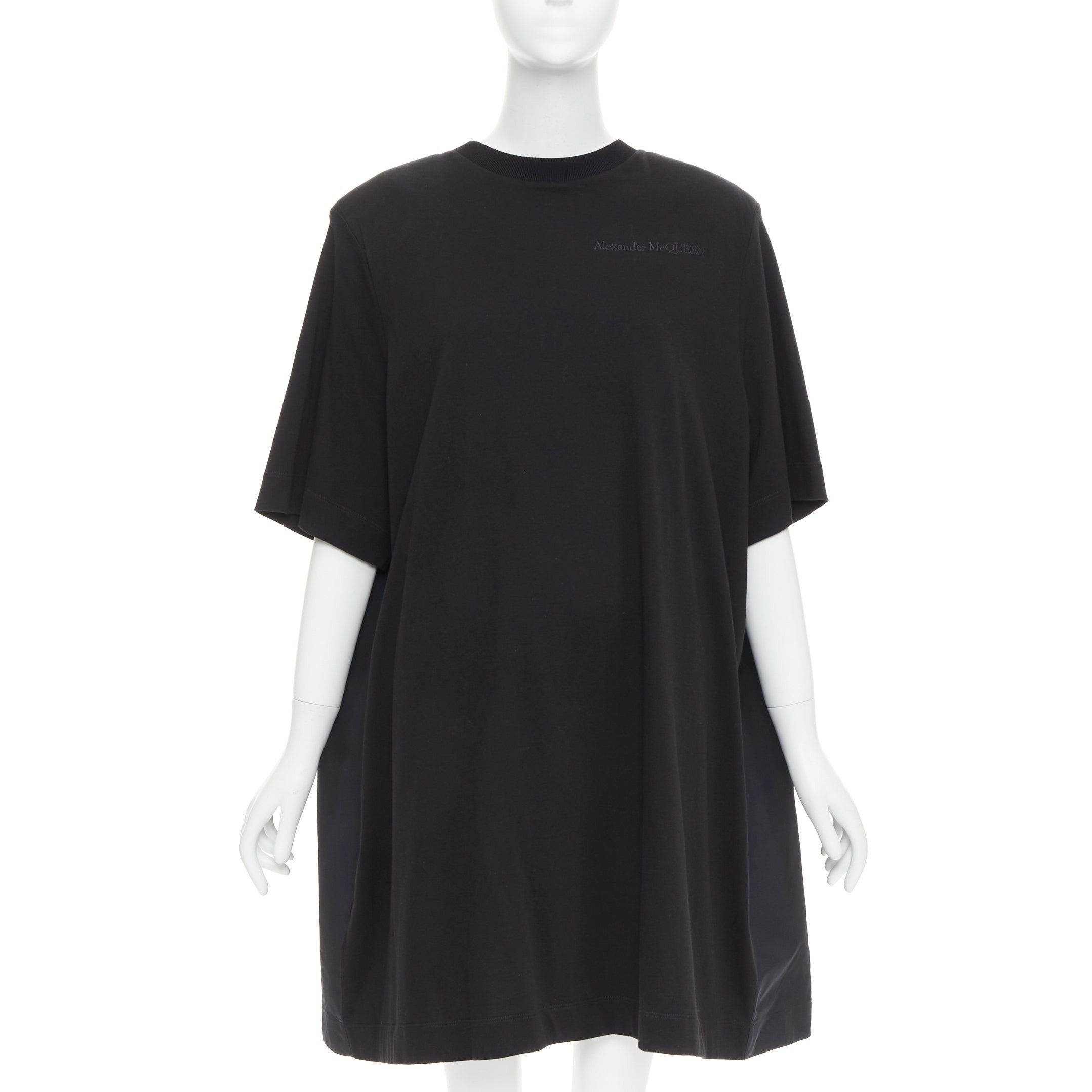 Alexander McQueen ALEXANDER MCQUEEN 2021 black hybrid flared back oversized tshirt dress IT48 XXL Size XL / US 12-14 / IT 48-50 - 3 Thumbnail