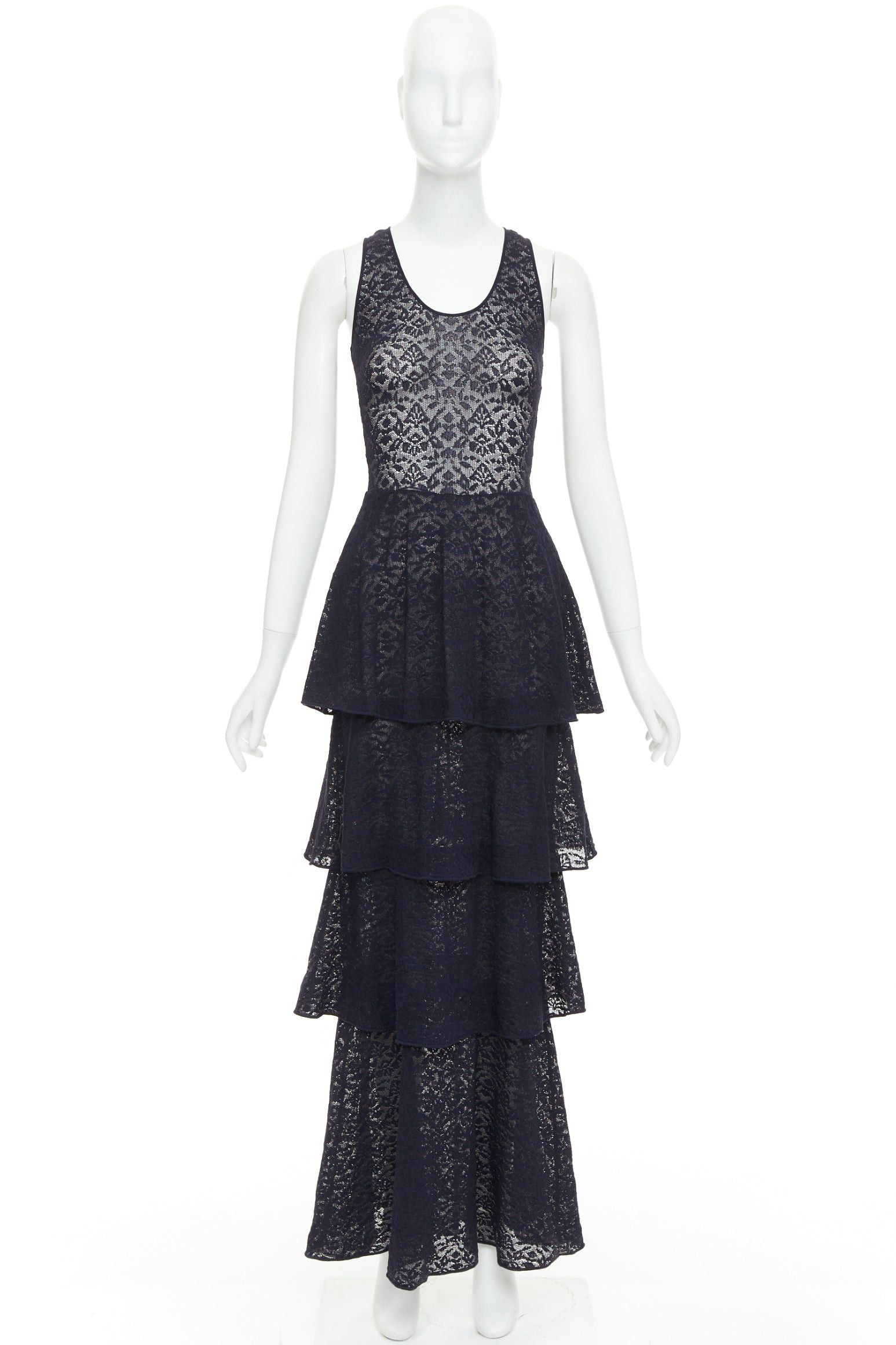 Stella McCartney STELLA MCCARTNEY navy sheer floral lace layered tier dress IT40 S Size S / US 4 / IT 40 - 10 Thumbnail