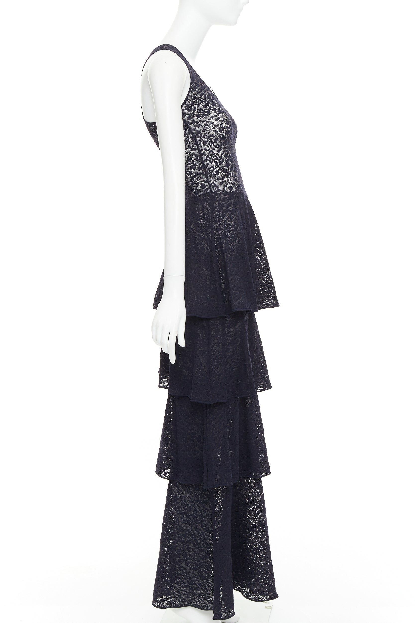 Stella McCartney STELLA MCCARTNEY navy sheer floral lace layered tier dress IT40 S Size S / US 4 / IT 40 - 4 Thumbnail