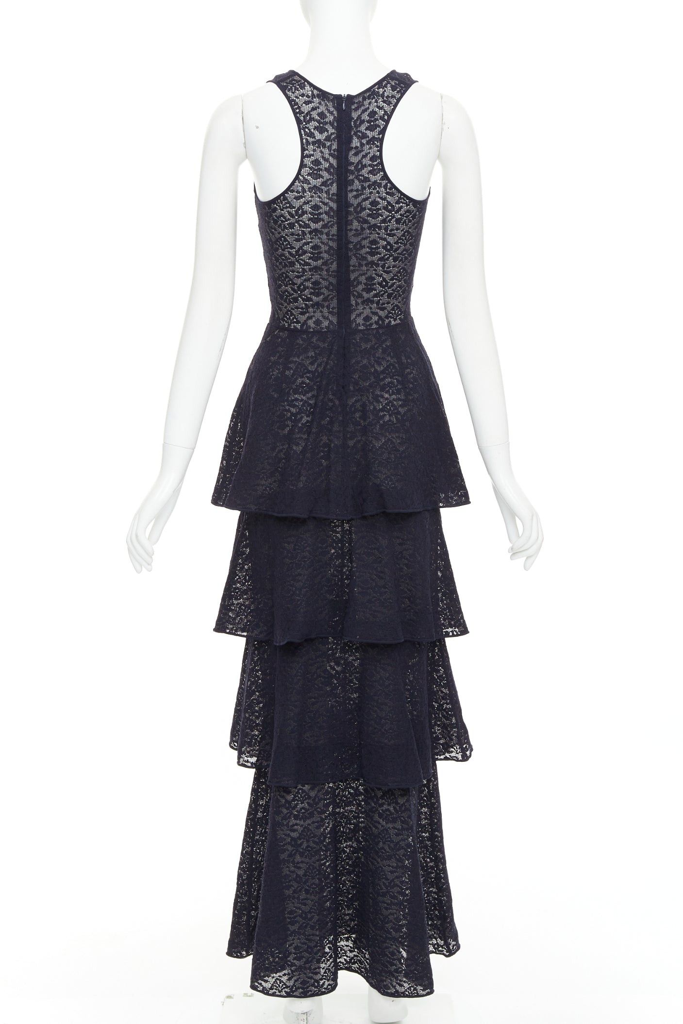 Stella McCartney STELLA MCCARTNEY navy sheer floral lace layered tier dress IT40 S Size S / US 4 / IT 40 - 5 Thumbnail