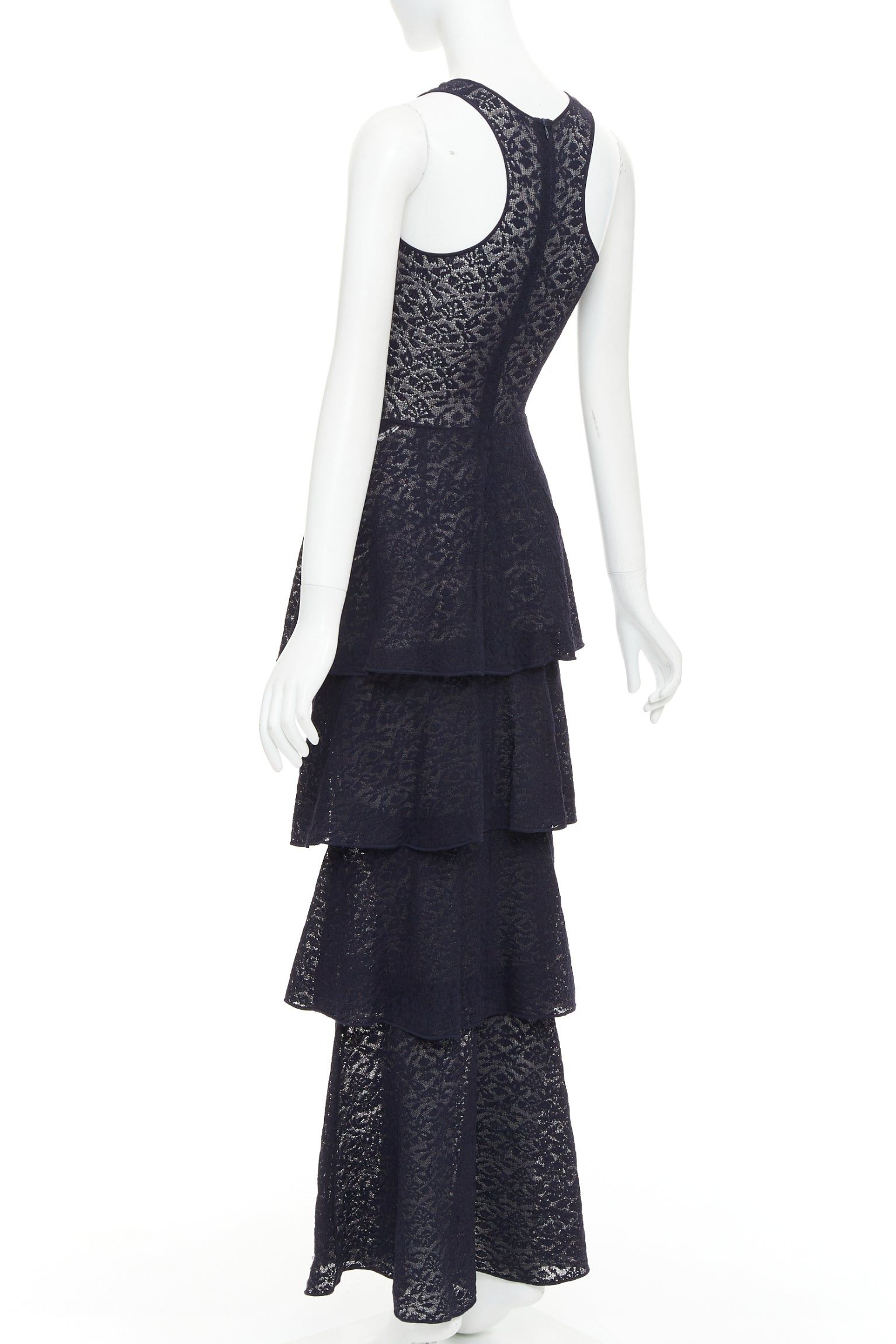 Stella McCartney STELLA MCCARTNEY navy sheer floral lace layered tier dress IT40 S Size S / US 4 / IT 40 - 6 Thumbnail
