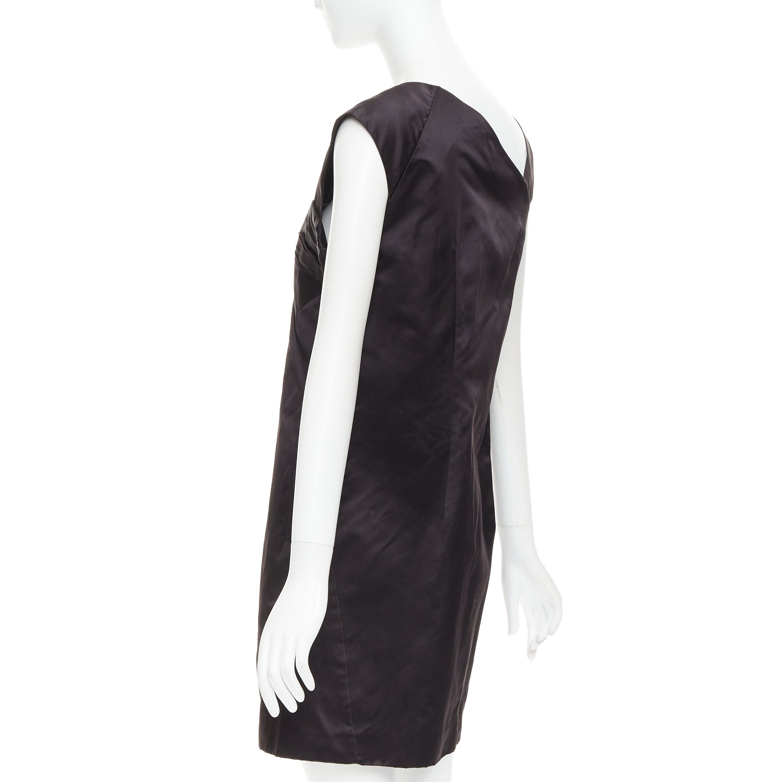 Miu Miu MIU MIU 2009 black silk satin bow top pleated mini dress IT44 L Size M / US 6-8 / IT 42-44 - 6 Thumbnail