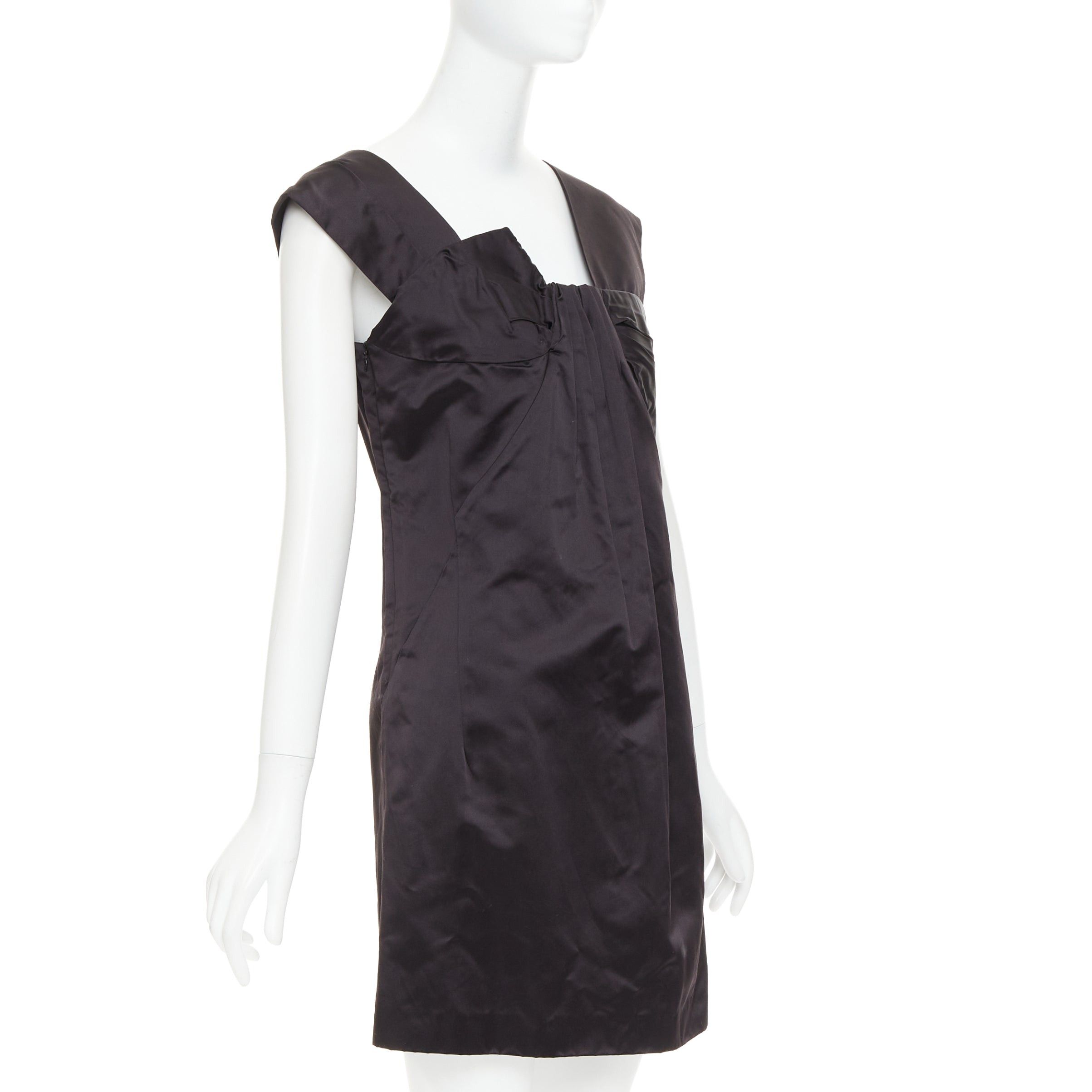 Miu Miu MIU MIU 2009 black silk satin bow top pleated mini dress IT44 L Size M / US 6-8 / IT 42-44 - 3 Thumbnail