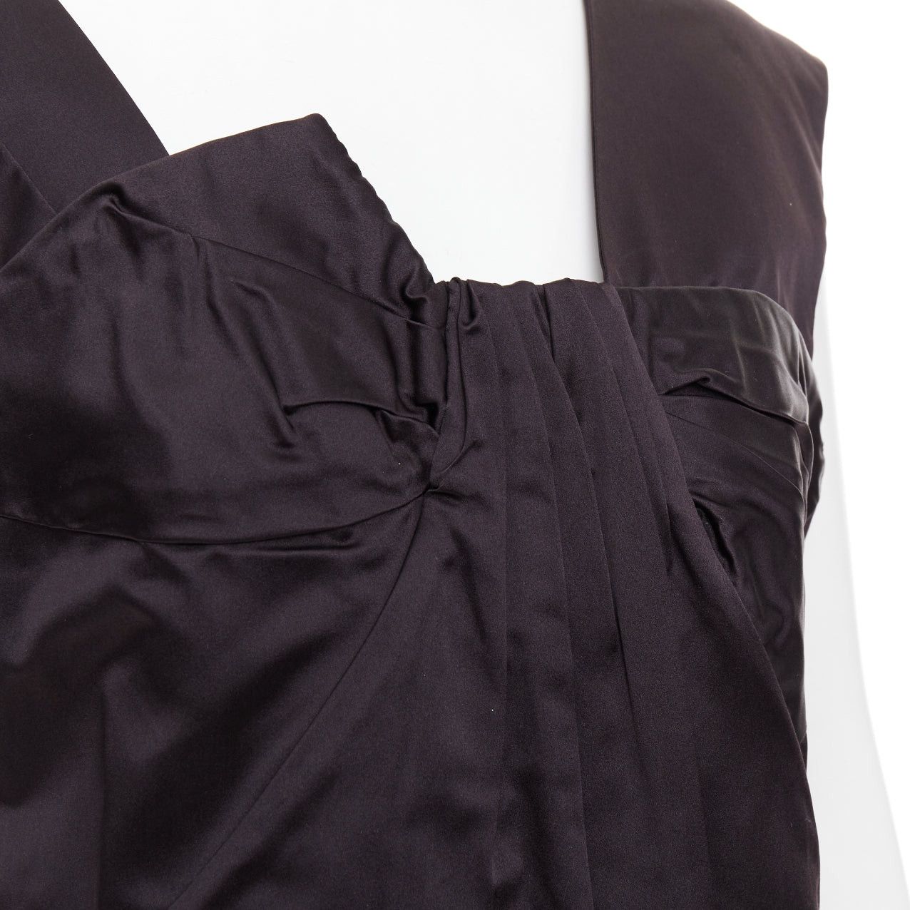 Miu Miu MIU MIU 2009 black silk satin bow top pleated mini dress IT44 L Size M / US 6-8 / IT 42-44 - 2 Thumbnail