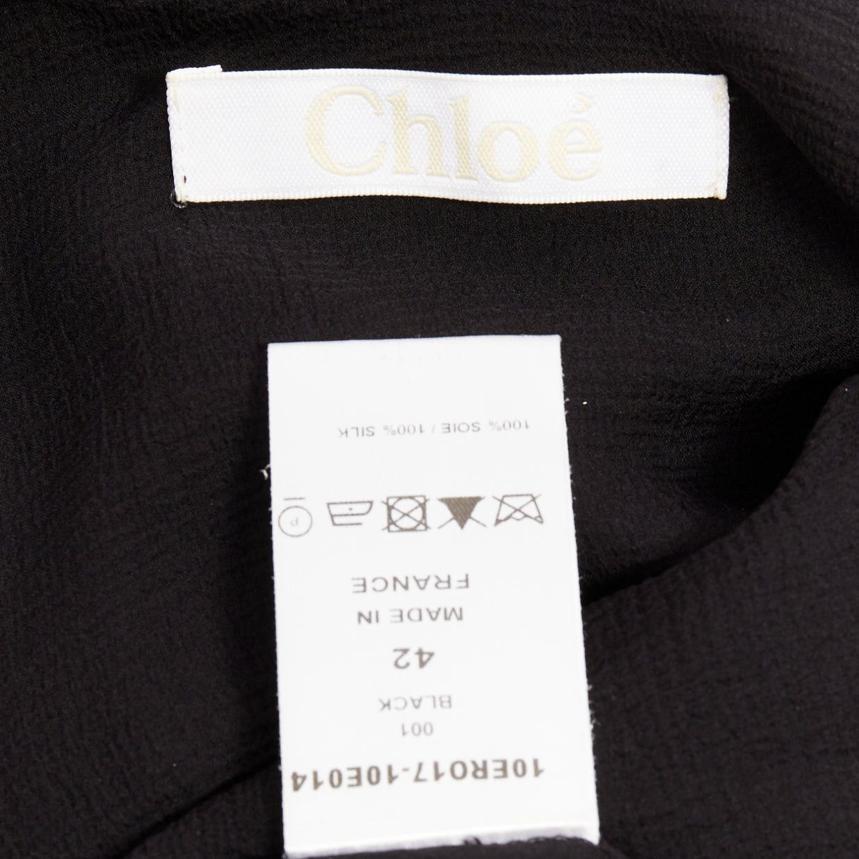 Chloe CHLOE black 100% silk crepe satin contrast cape back dress FR42 XL Size L / US 10 / IT 46 - 8 Thumbnail