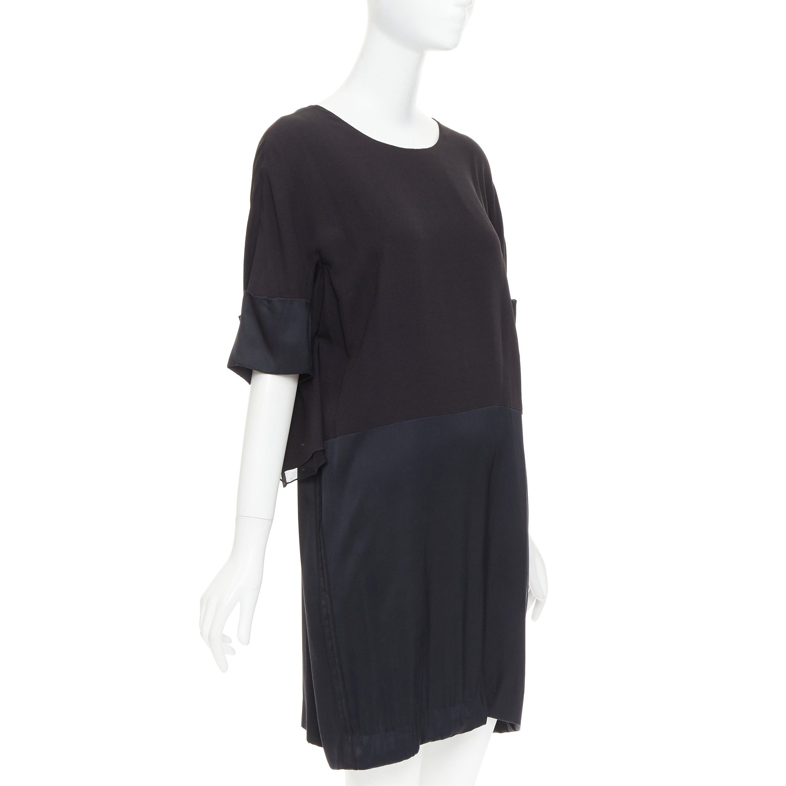 Chloe CHLOE black 100% silk crepe satin contrast cape back dress FR42 XL Size L / US 10 / IT 46 - 3 Thumbnail