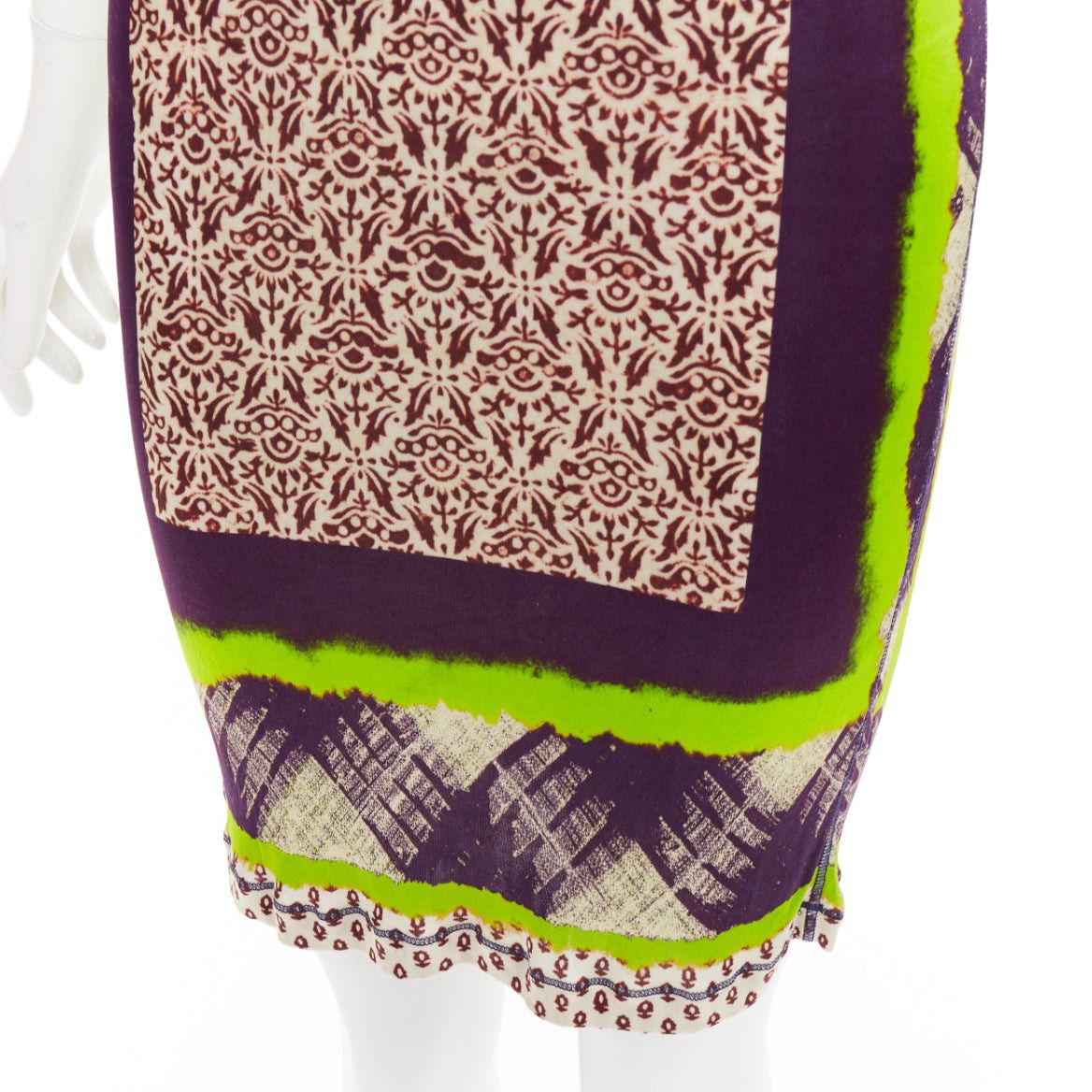 Jean Paul Gaultier JEAN PAUL GAULTIER Soleil Vintage neon purple ethnic scarf print mini dress XS Size S / US 4 / IT 40 - 2 Thumbnail