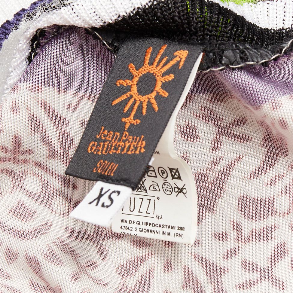 Jean Paul Gaultier JEAN PAUL GAULTIER Soleil Vintage neon purple ethnic scarf print mini dress XS Size S / US 4 / IT 40 - 8 Thumbnail