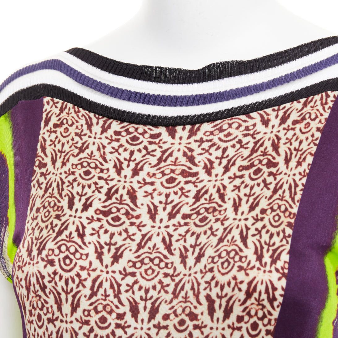 Jean Paul Gaultier JEAN PAUL GAULTIER Soleil Vintage neon purple ethnic scarf print mini dress XS Size S / US 4 / IT 40 - 7 Thumbnail