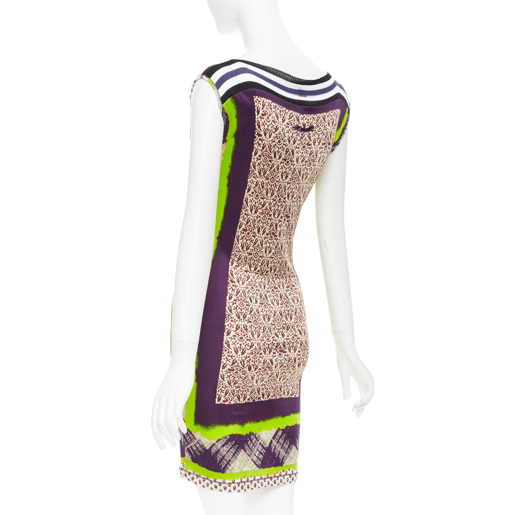 Jean Paul Gaultier JEAN PAUL GAULTIER Soleil Vintage neon purple ethnic scarf print mini dress XS Size S / US 4 / IT 40 - 6 Thumbnail