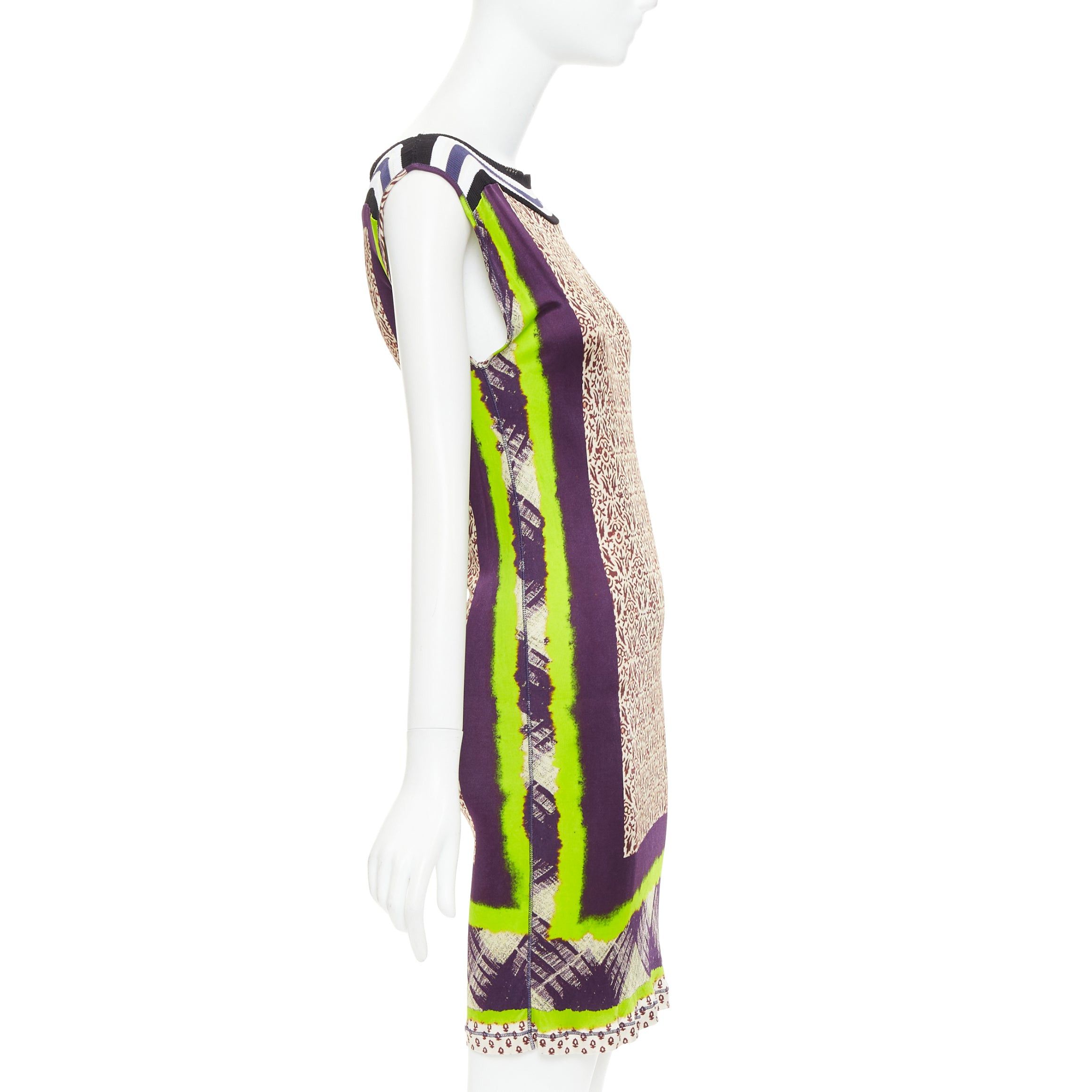 Jean Paul Gaultier JEAN PAUL GAULTIER Soleil Vintage neon purple ethnic scarf print mini dress XS Size S / US 4 / IT 40 - 4 Thumbnail