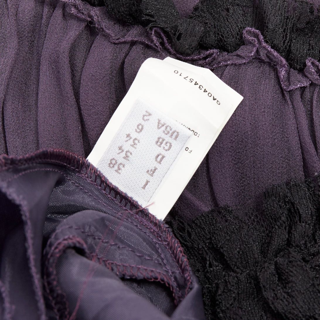 Lanvin LANVIN Vintage purple silk black lace trim ruched waist sheer dress FR38 M Size M / US 6-8 / IT 42-44 - 8 Thumbnail