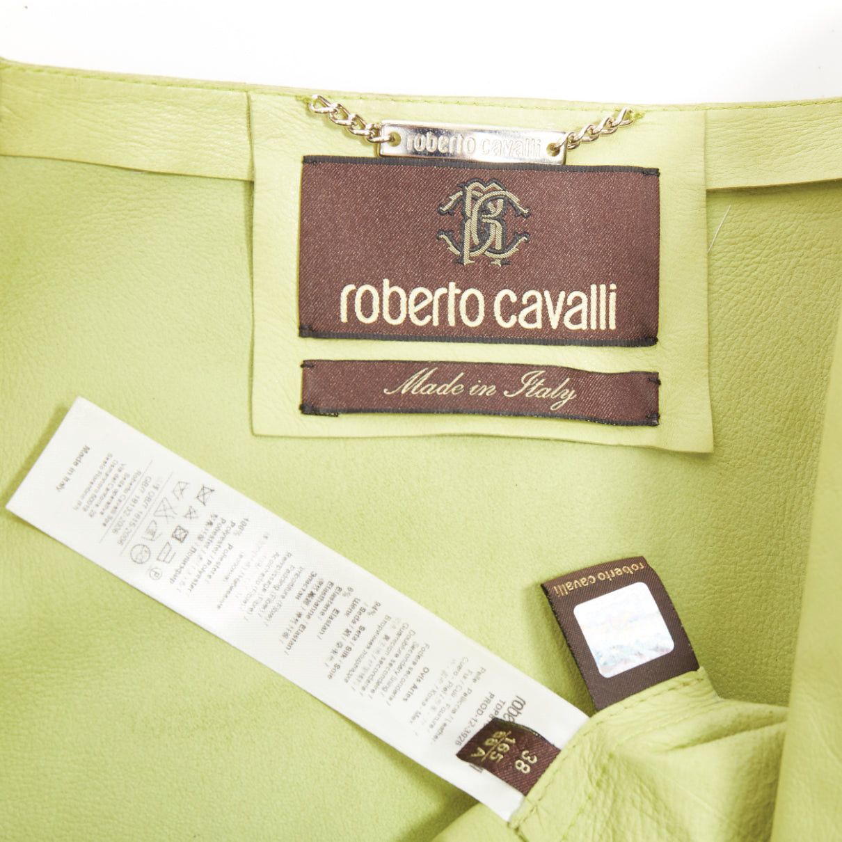 Roberto Cavalli ROBERTO CAVALLI lime green leather moto power shoulder biker jacket IT38 XS Size XS / US 0-2 / IT 36-38 - 9 Thumbnail