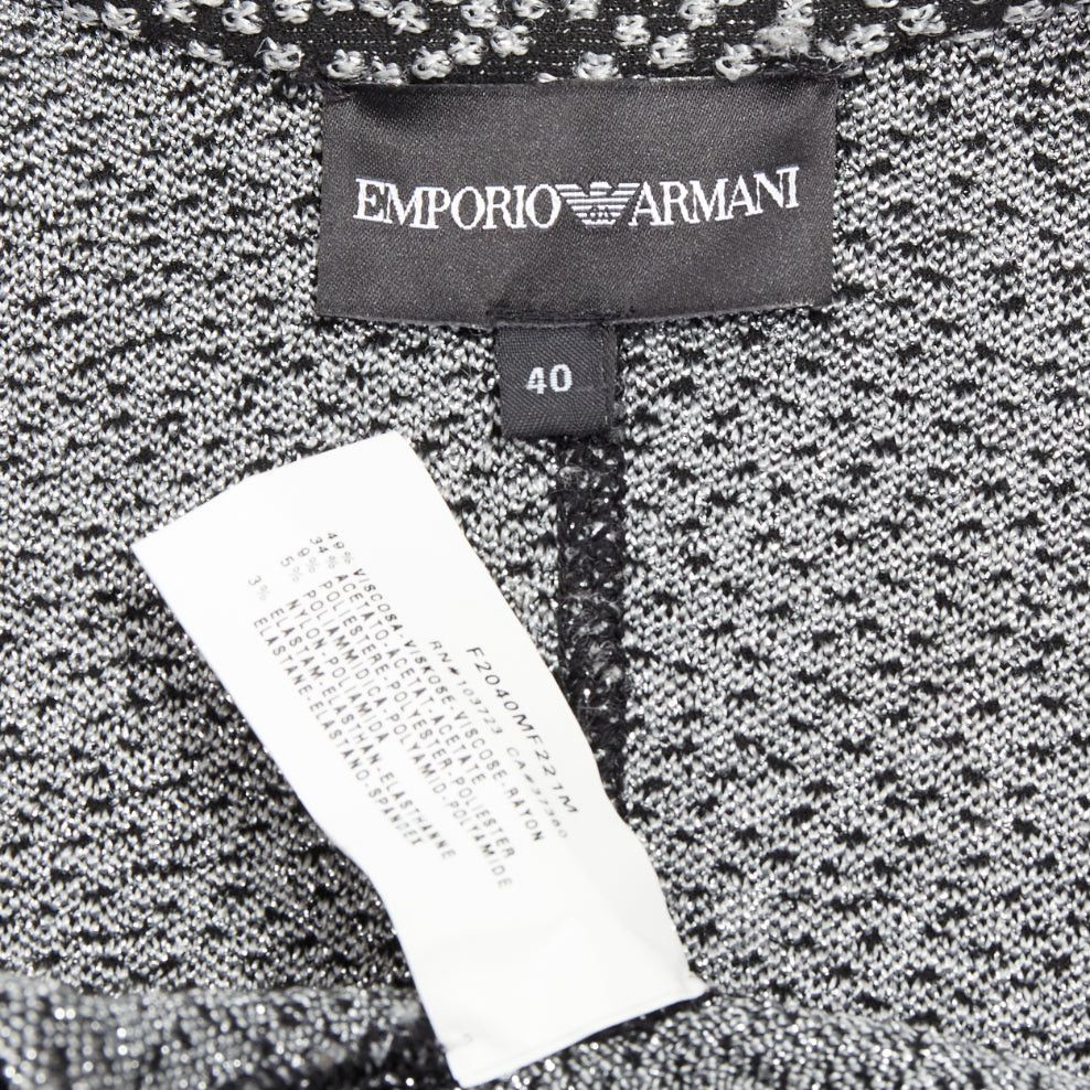 Emporio Armani EMPORIO ARMANI silver lurex boucle applique black trim knit blazer IT40 S Size S / US 4 / IT 40 - 9 Thumbnail