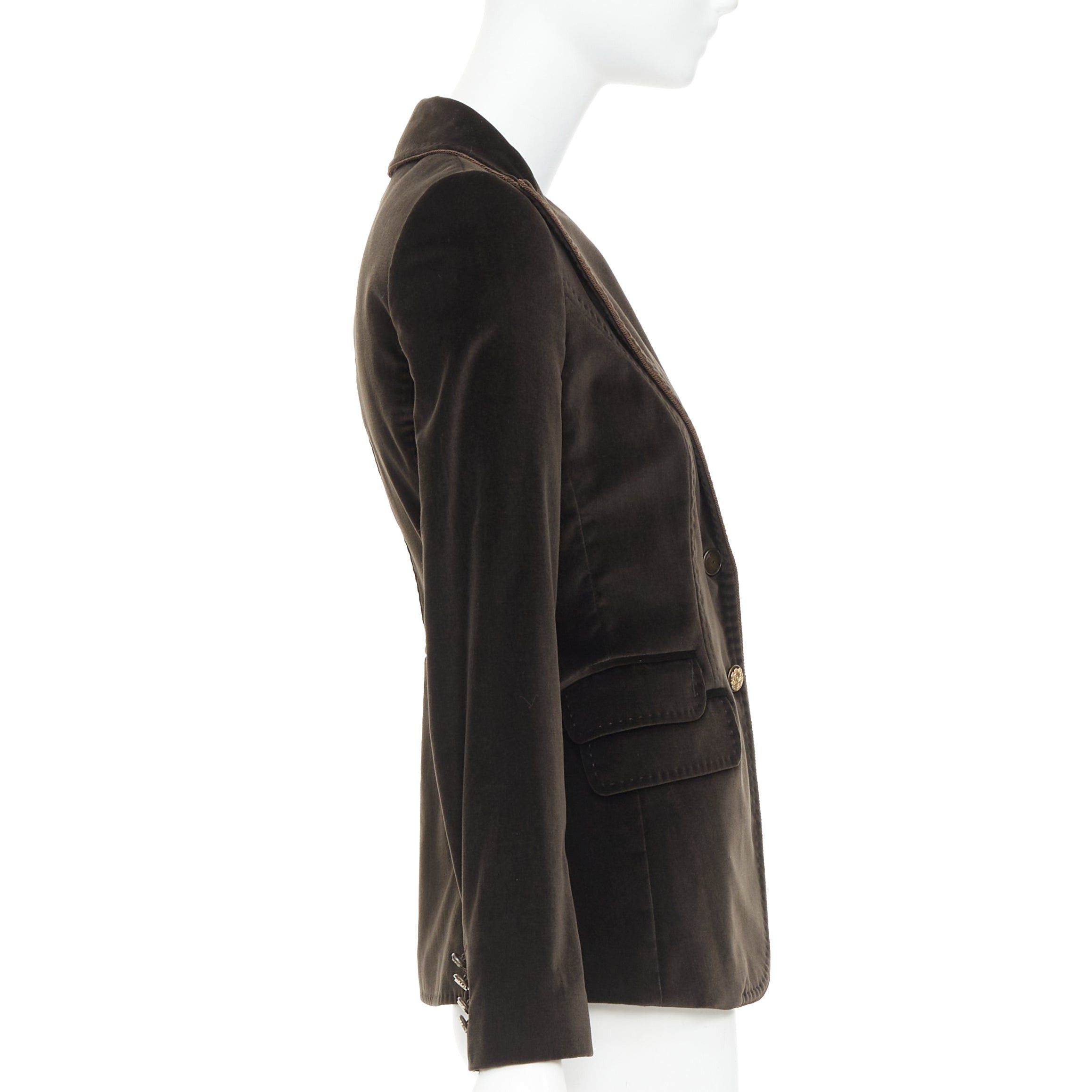 Dolce & Gabbana DOLCE GABBANA dark brown velvet rope pip peak lapel Le Smoking blazer IT38 XS Size XS / US 0-2 / IT 36-38 - 5 Thumbnail