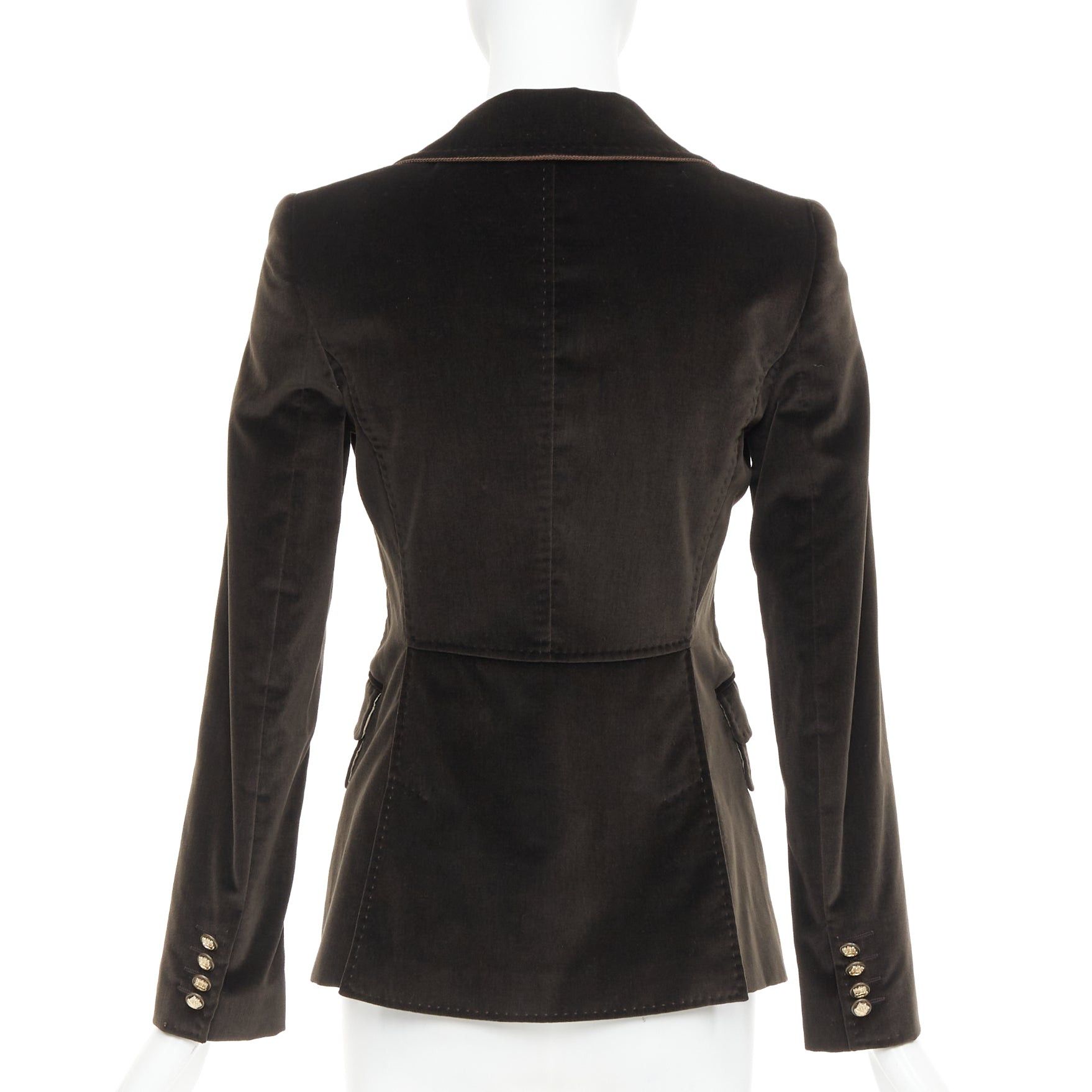 Dolce & Gabbana DOLCE GABBANA dark brown velvet rope pip peak lapel Le Smoking blazer IT38 XS Size XS / US 0-2 / IT 36-38 - 6 Thumbnail