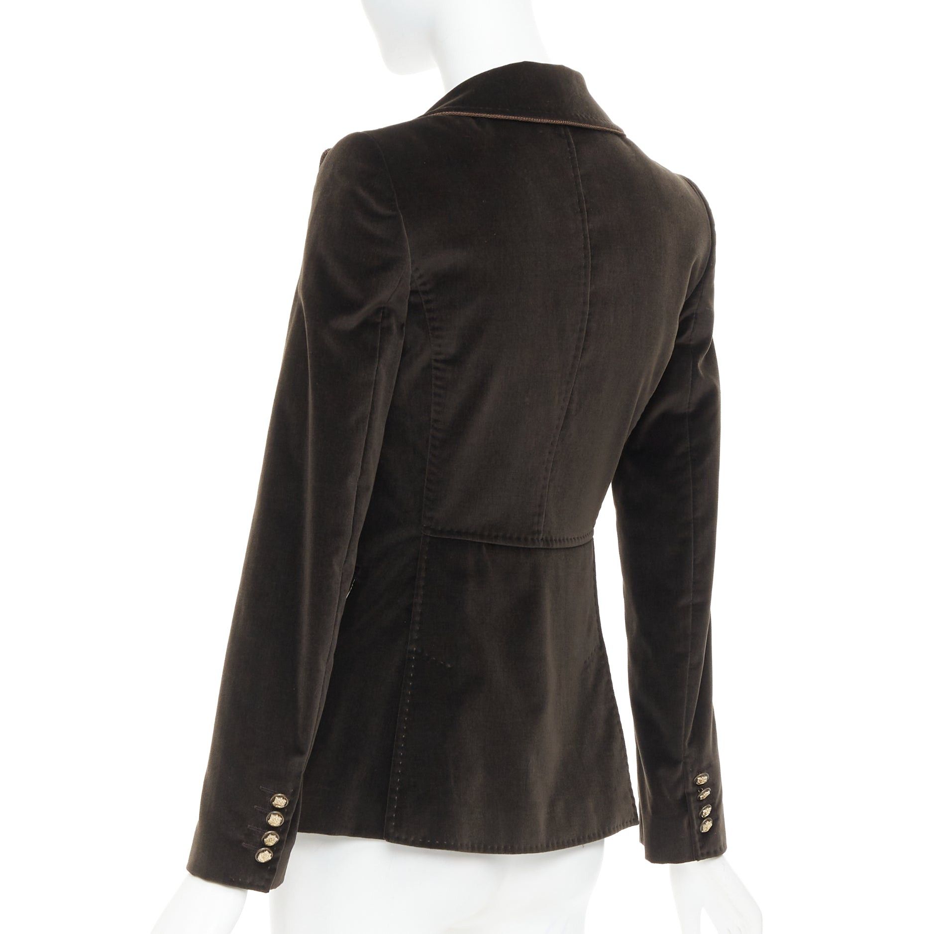 Dolce & Gabbana DOLCE GABBANA dark brown velvet rope pip peak lapel Le Smoking blazer IT38 XS Size XS / US 0-2 / IT 36-38 - 7 Thumbnail