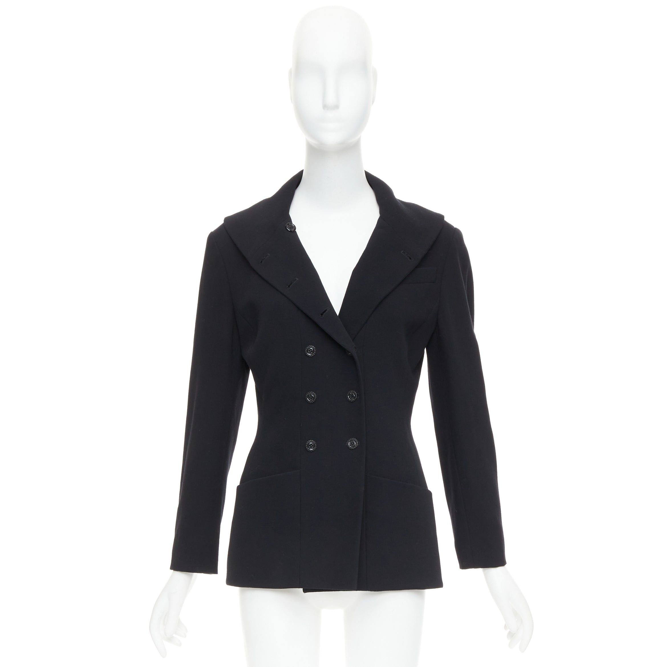 Karl Lagerfeld KARL LAGERFELD Vintage black wool shawl collar double breasetd blazer FR38 M Size M / US 6-8 / IT 42-44 - 10 Thumbnail