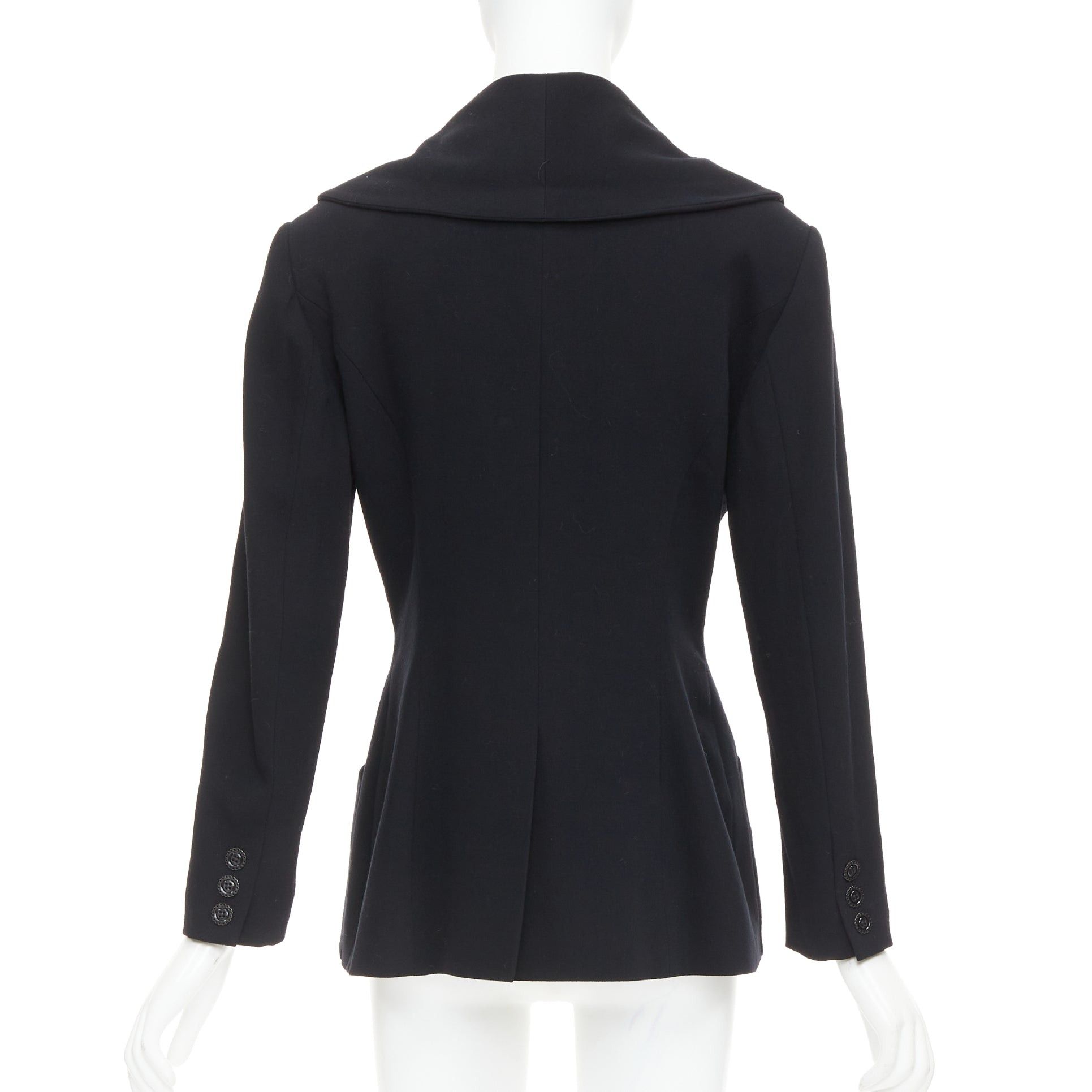 Karl Lagerfeld KARL LAGERFELD Vintage black wool shawl collar double breasetd blazer FR38 M Size M / US 6-8 / IT 42-44 - 6 Thumbnail