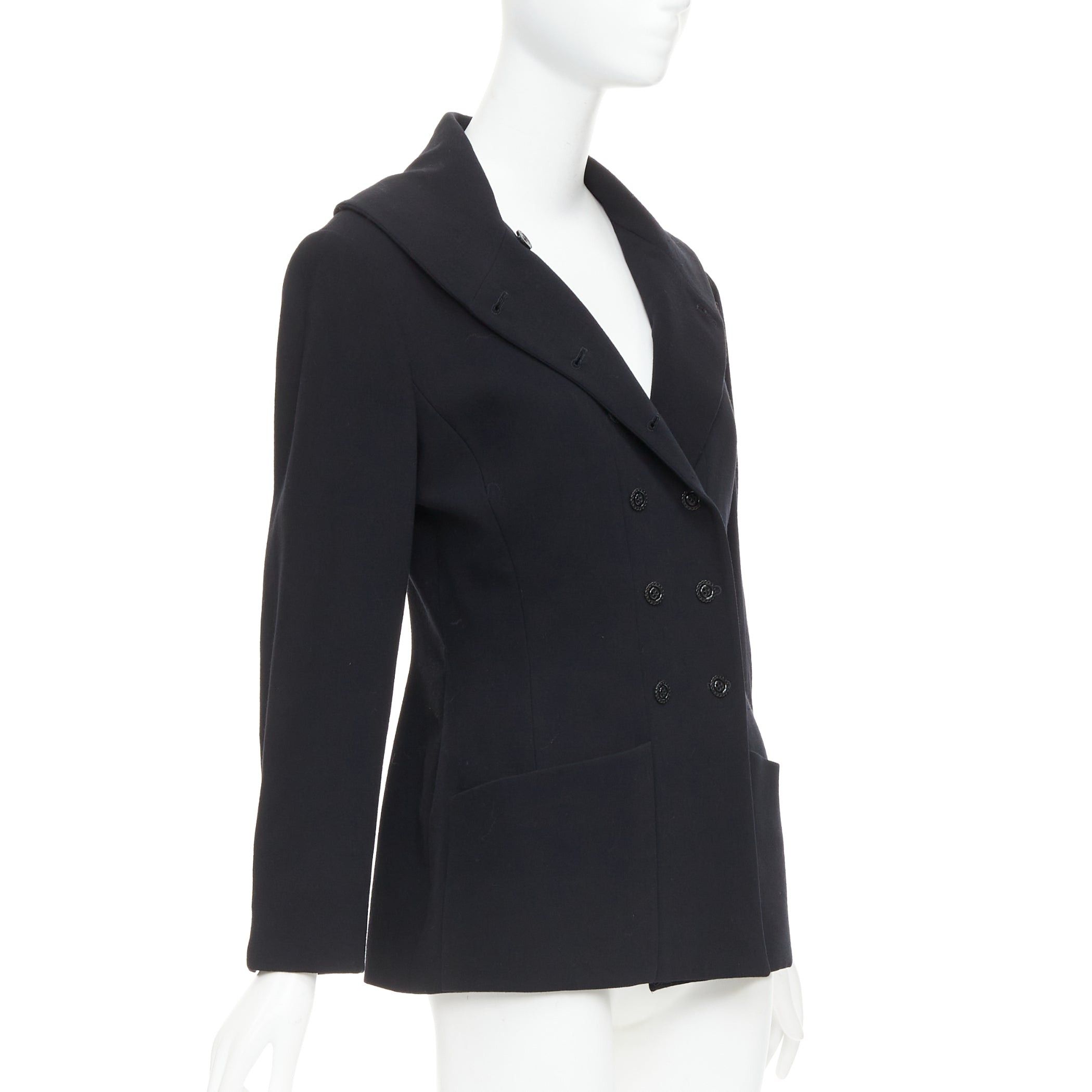 Karl Lagerfeld KARL LAGERFELD Vintage black wool shawl collar double breasetd blazer FR38 M Size M / US 6-8 / IT 42-44 - 4 Thumbnail