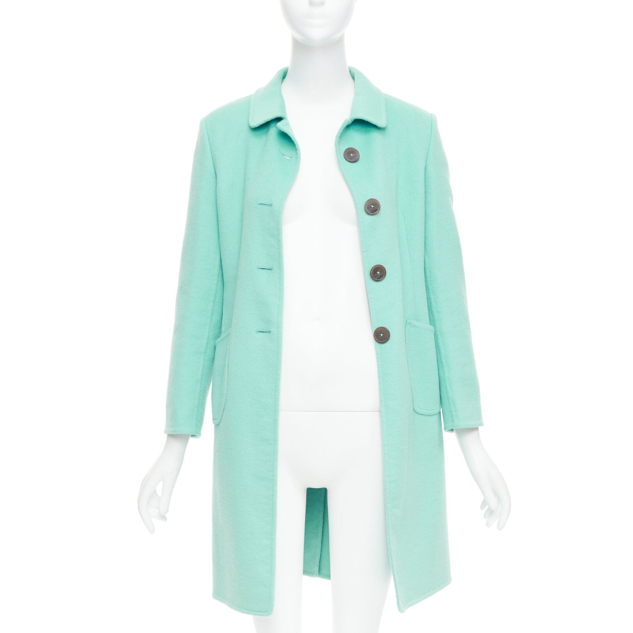 Jil Sander JIL SANDER turquoise blue angorawool patch pocket minimal coat FR34 XS Size XS / US 0-2 / IT 36-38 - 3 Thumbnail
