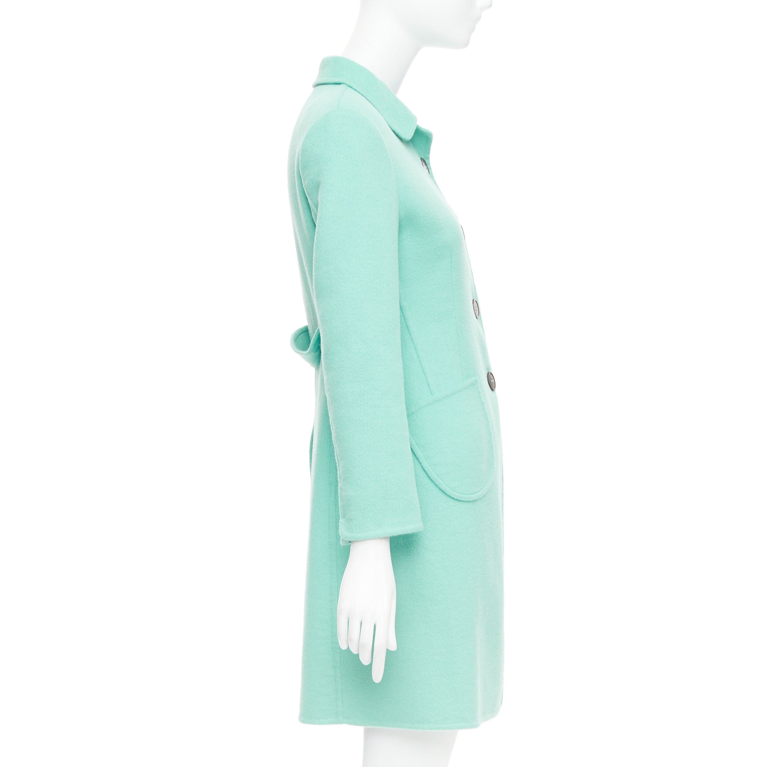 Jil Sander JIL SANDER turquoise blue angorawool patch pocket minimal coat FR34 XS Size XS / US 0-2 / IT 36-38 - 5 Thumbnail