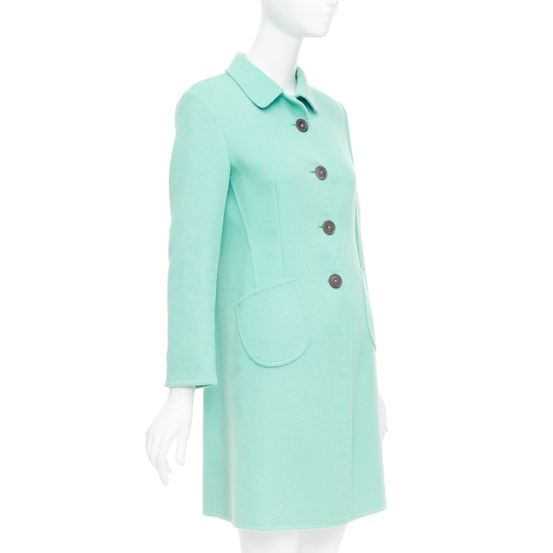 Jil Sander JIL SANDER turquoise blue angorawool patch pocket minimal coat FR34 XS Size XS / US 0-2 / IT 36-38 - 4 Thumbnail