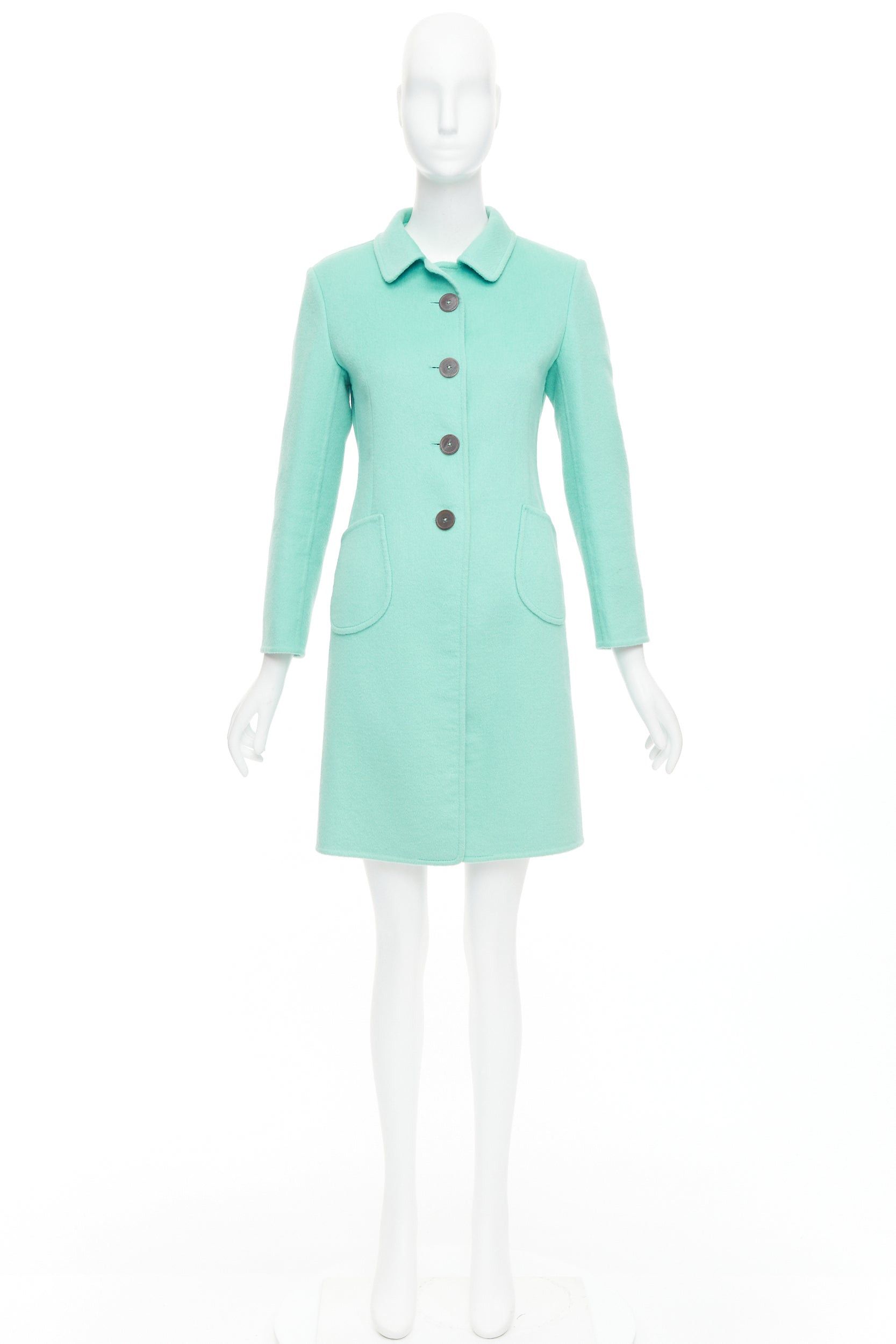 Jil Sander JIL SANDER turquoise blue angorawool patch pocket minimal coat FR34 XS Size XS / US 0-2 / IT 36-38 - 10 Thumbnail