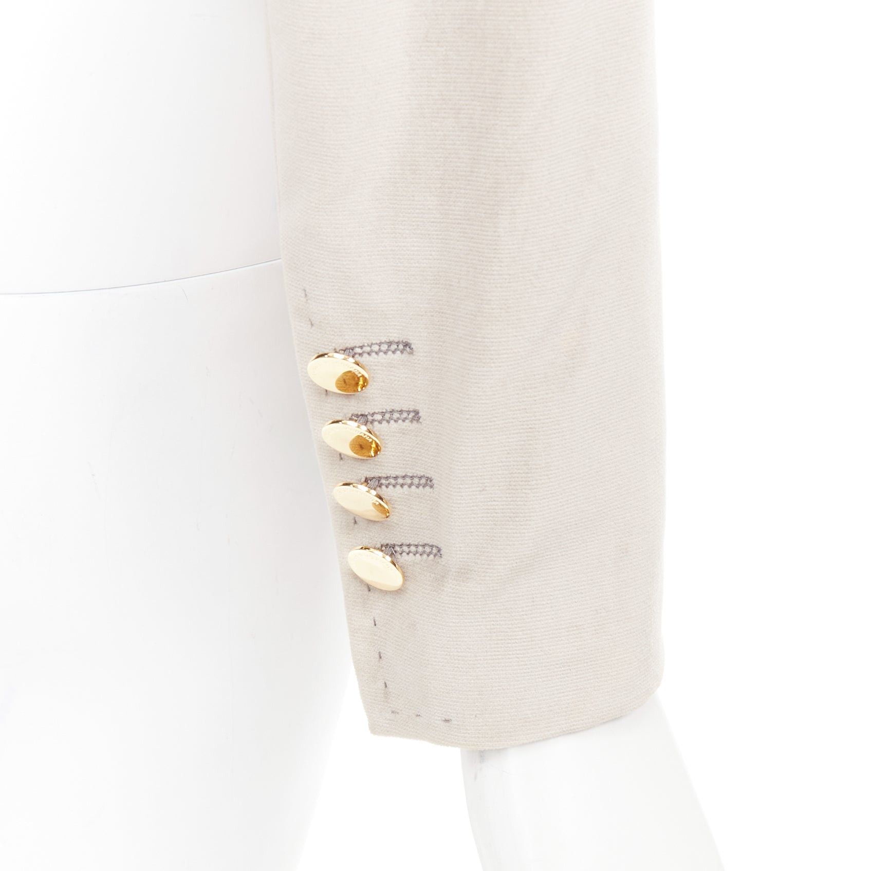 Dolce & Gabbana DOLCE GABBANA beige velvet satin peak lapel cropped tux blazer IT36 XXS Size XS / US 0-2 / IT 36-38 - 2 Thumbnail