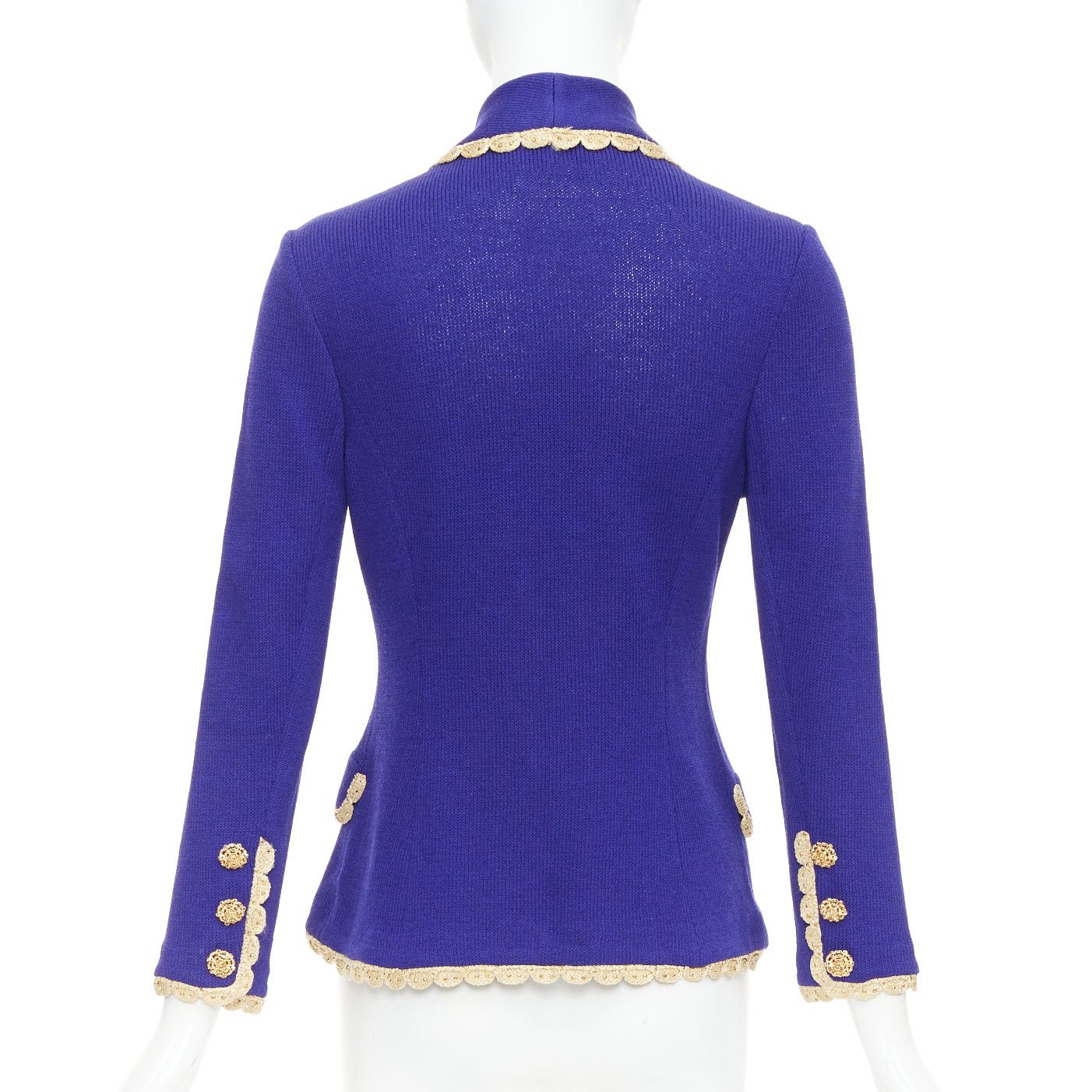 Other ST JOHN Evening Vintage cobalt blue gold scallop trim jacket US2 S Size S / US 4 / IT 40 - 6 Thumbnail
