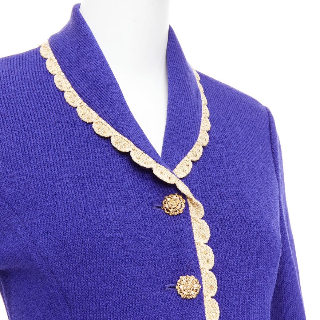Other ST JOHN Evening Vintage cobalt blue gold scallop trim jacket US2 S Size S / US 4 / IT 40 - 8 Thumbnail