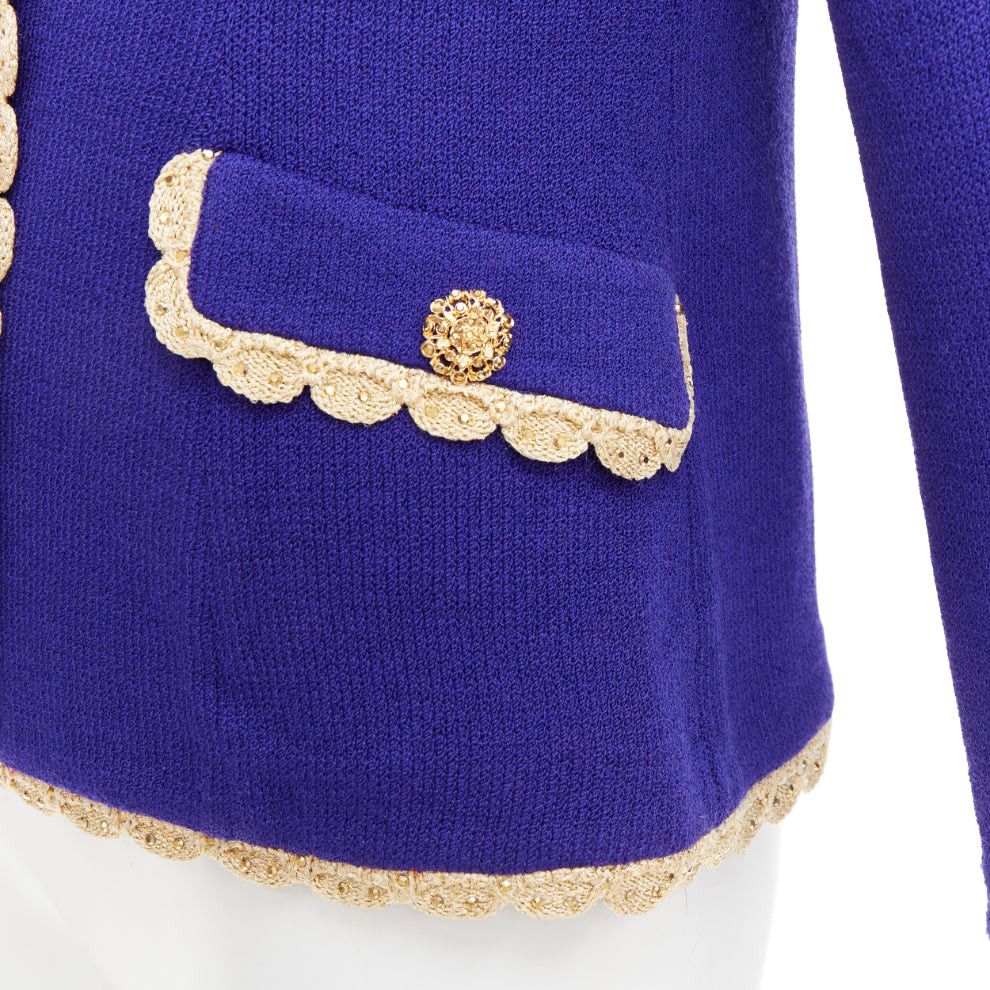 Other ST JOHN Evening Vintage cobalt blue gold scallop trim jacket US2 S Size S / US 4 / IT 40 - 2 Thumbnail