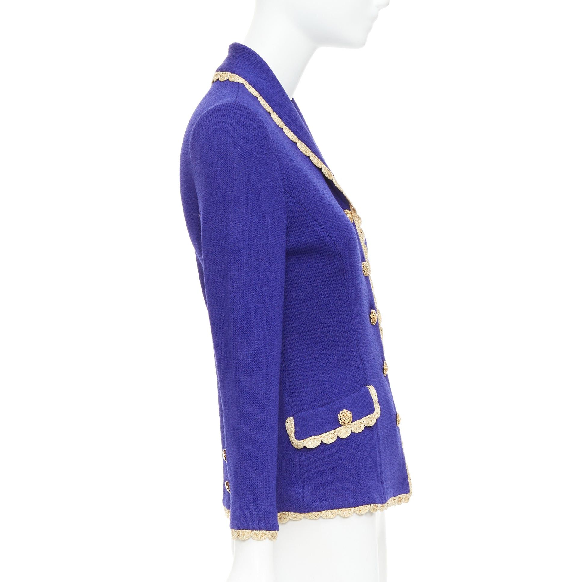 Other ST JOHN Evening Vintage cobalt blue gold scallop trim jacket US2 S Size S / US 4 / IT 40 - 5 Thumbnail