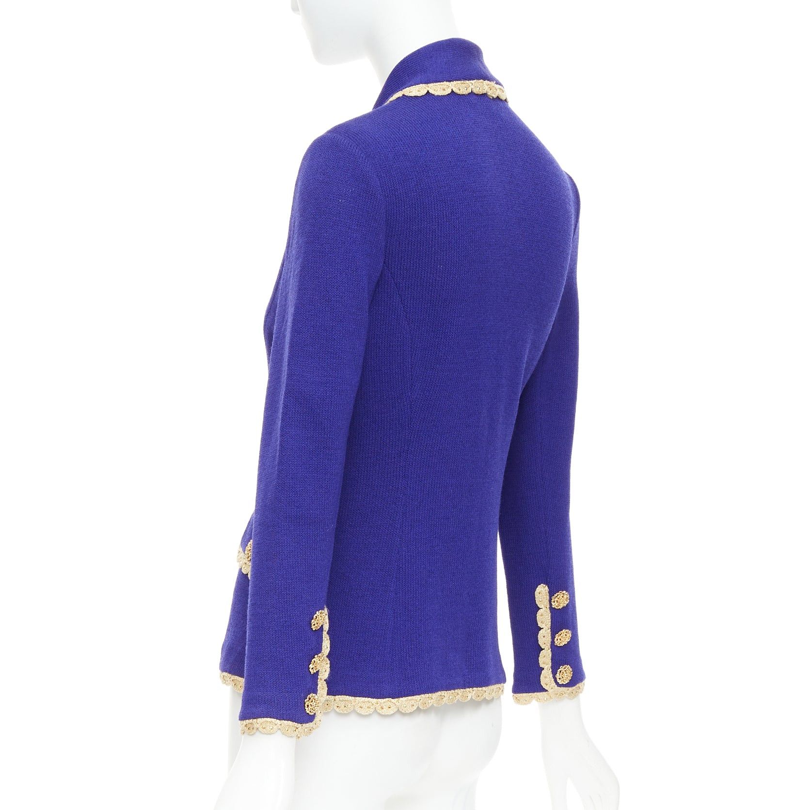 Other ST JOHN Evening Vintage cobalt blue gold scallop trim jacket US2 S Size S / US 4 / IT 40 - 7 Thumbnail