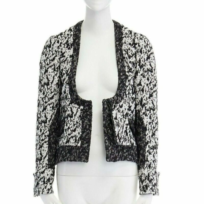 Proenza Schouler runway PROENZA SCHOULER 2011 white black boucle hook eye cropped jacket US4 S Size S / US 4 / IT 40 - 3 Thumbnail