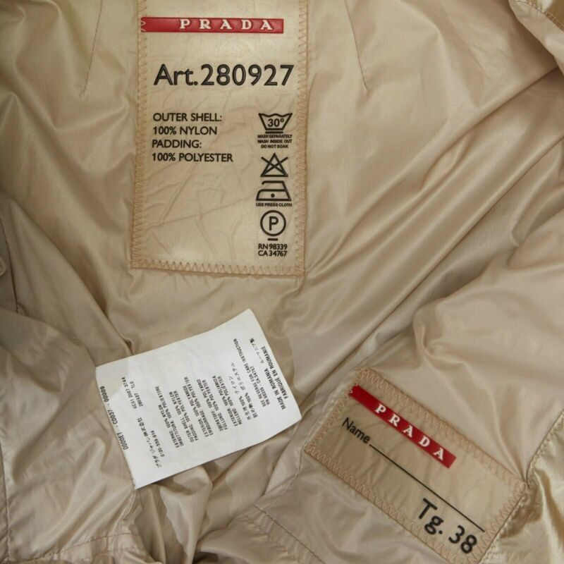 Prada PRADA metallic gold nylon polyester padded hooded fitted winter jacket IT38 XS Size US XS / EU 42 / 0 - 11 Thumbnail