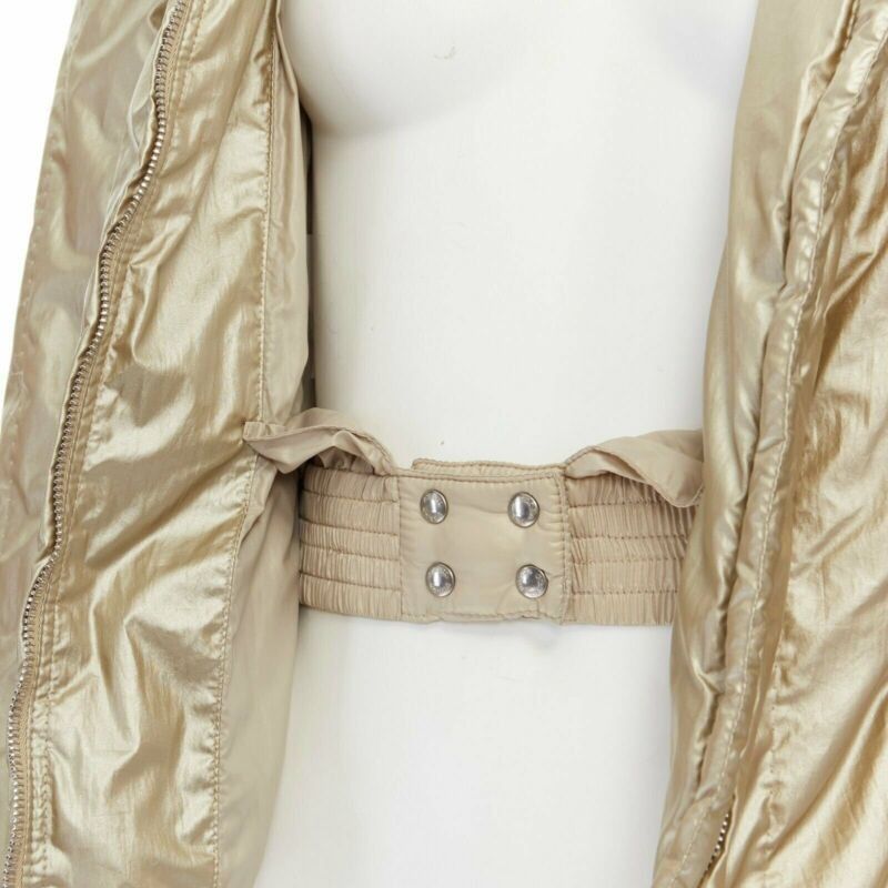 Prada PRADA metallic gold nylon polyester padded hooded fitted winter jacket IT38 XS Size US XS / EU 42 / 0 - 8 Thumbnail