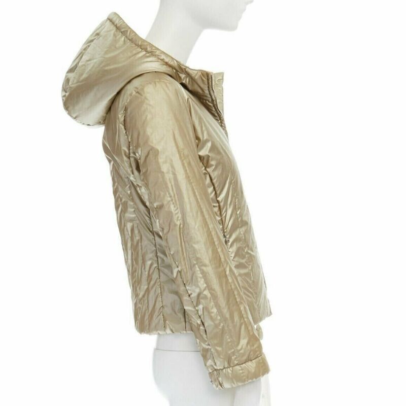 Prada PRADA metallic gold nylon polyester padded hooded fitted winter jacket IT38 XS Size US XS / EU 42 / 0 - 3 Thumbnail