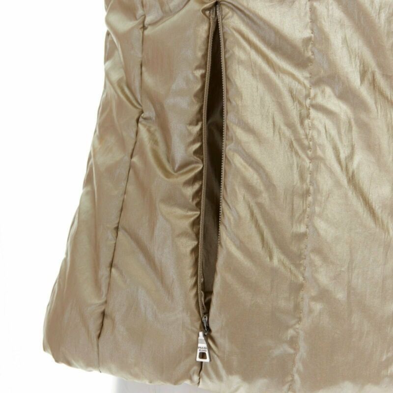 Prada PRADA metallic gold nylon polyester padded hooded fitted winter jacket IT38 XS Size US XS / EU 42 / 0 - 7 Thumbnail