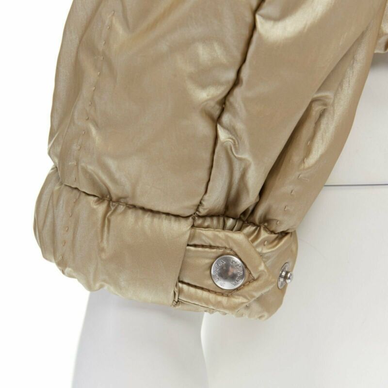 Prada PRADA metallic gold nylon polyester padded hooded fitted winter jacket IT38 XS Size US XS / EU 42 / 0 - 6 Thumbnail