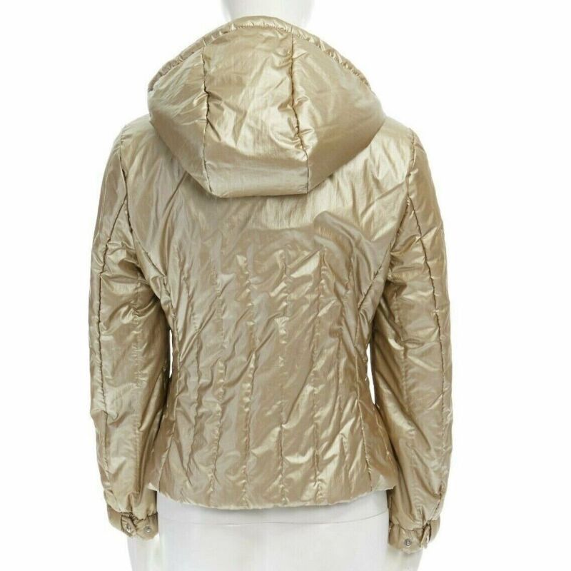 Prada PRADA metallic gold nylon polyester padded hooded fitted winter jacket IT38 XS Size US XS / EU 42 / 0 - 4 Thumbnail
