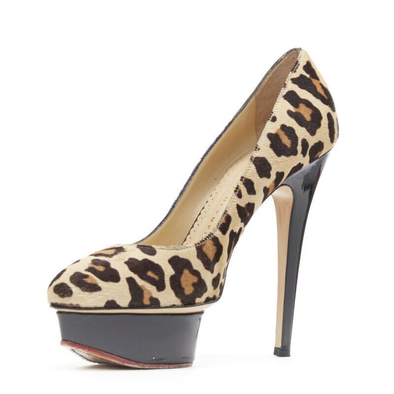 Charlotte Olympia CHARLOTTE OLYMPIA Dolly brown leopard pony hair patent platform pump EU36.5 Size US 6.5 / IT 36.5 - 4 Thumbnail